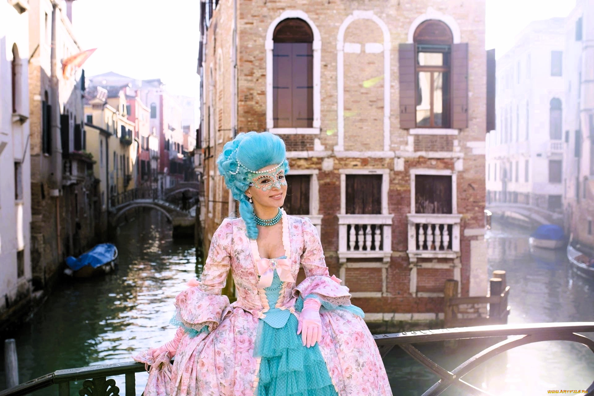 девушки, анна, шаховская, образ, косплей, наряд, костюм, платье, венеция, дома, мост, каналы, лодка