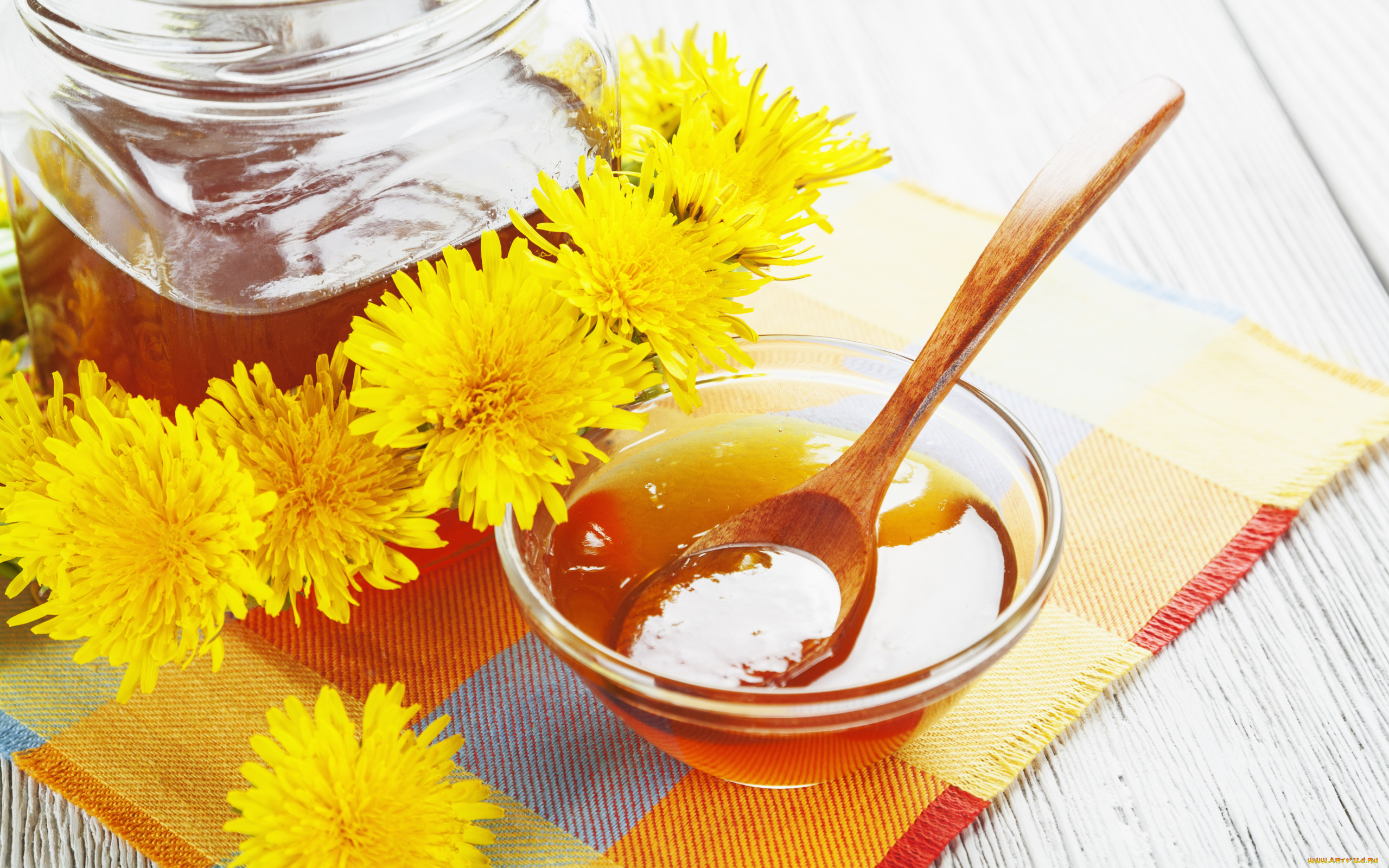 еда, мёд, , варенье, , повидло, , джем, одуванчики, мед, деревянная, ложка