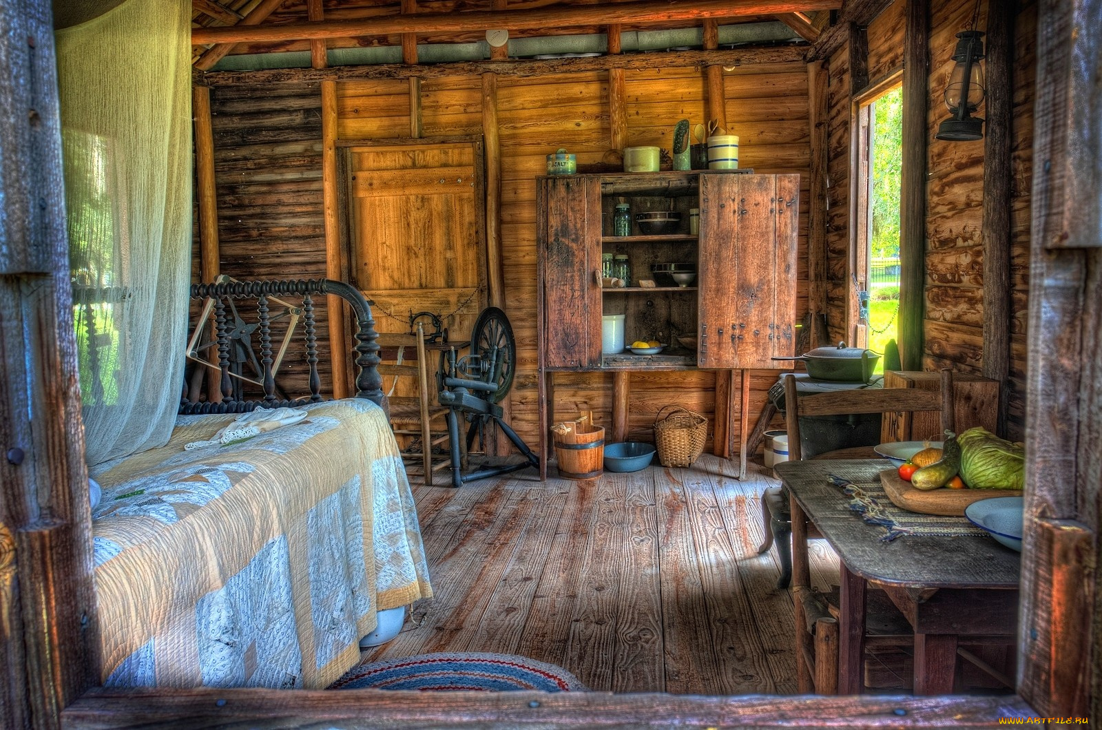 интерьер, другое, кровать, прялка, стол, шкаф