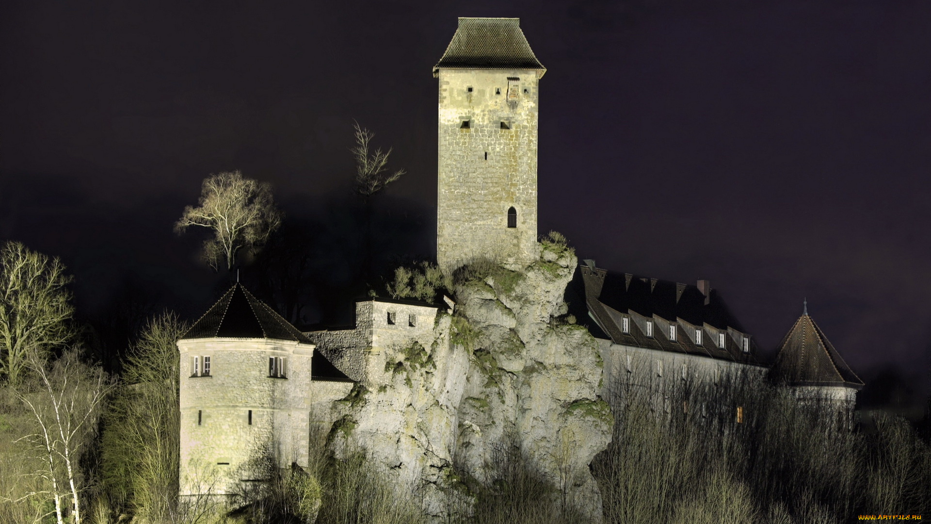 города, дворцы, замки, крепости, ночь, пейзаж, замок