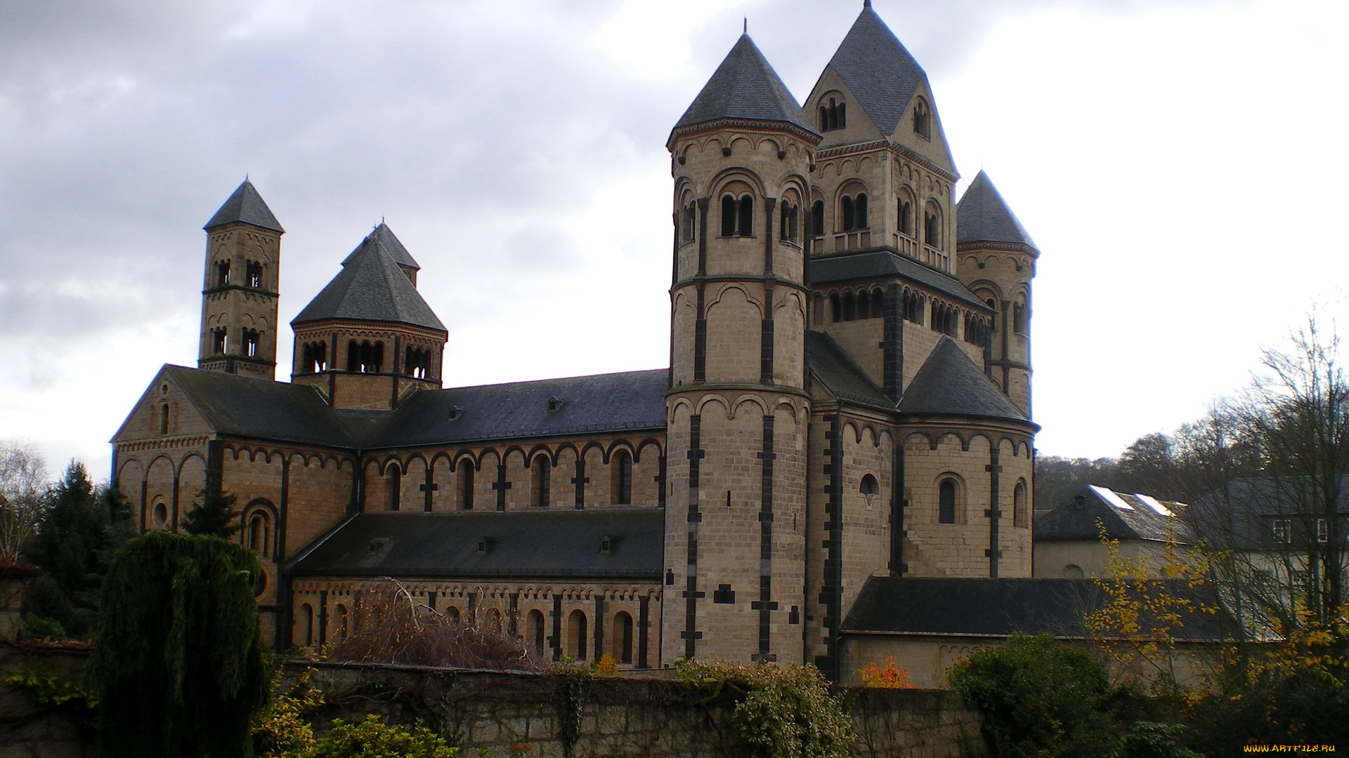 города, католические, соборы, костелы, аббатства, аббатство, maria, laach, германия