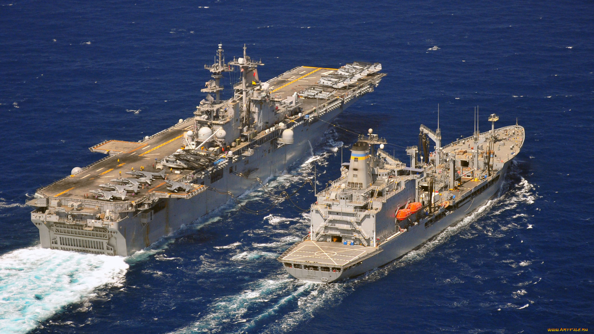 корабли, авианосцы, вертолётоносцы, океан, авианосец, сопровождение