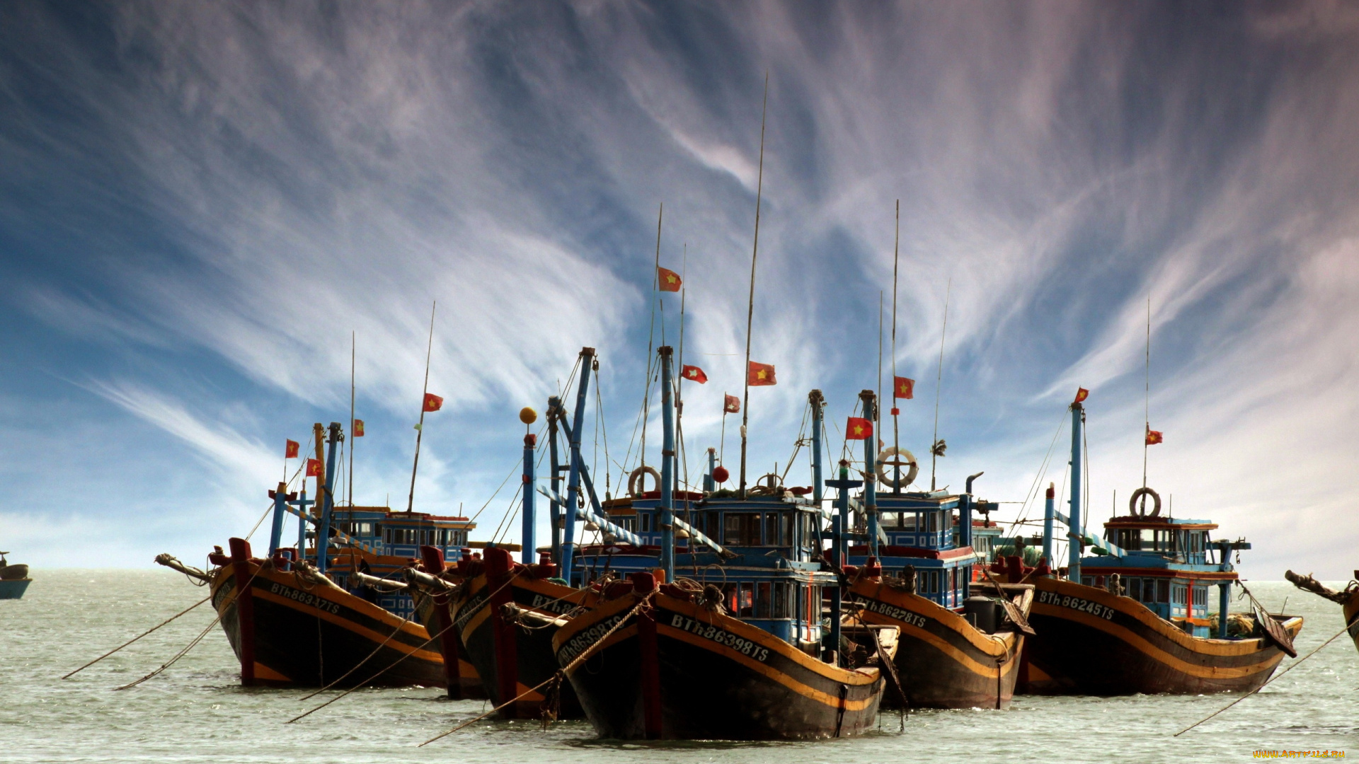 корабли, лодки, шлюпки, море, небо