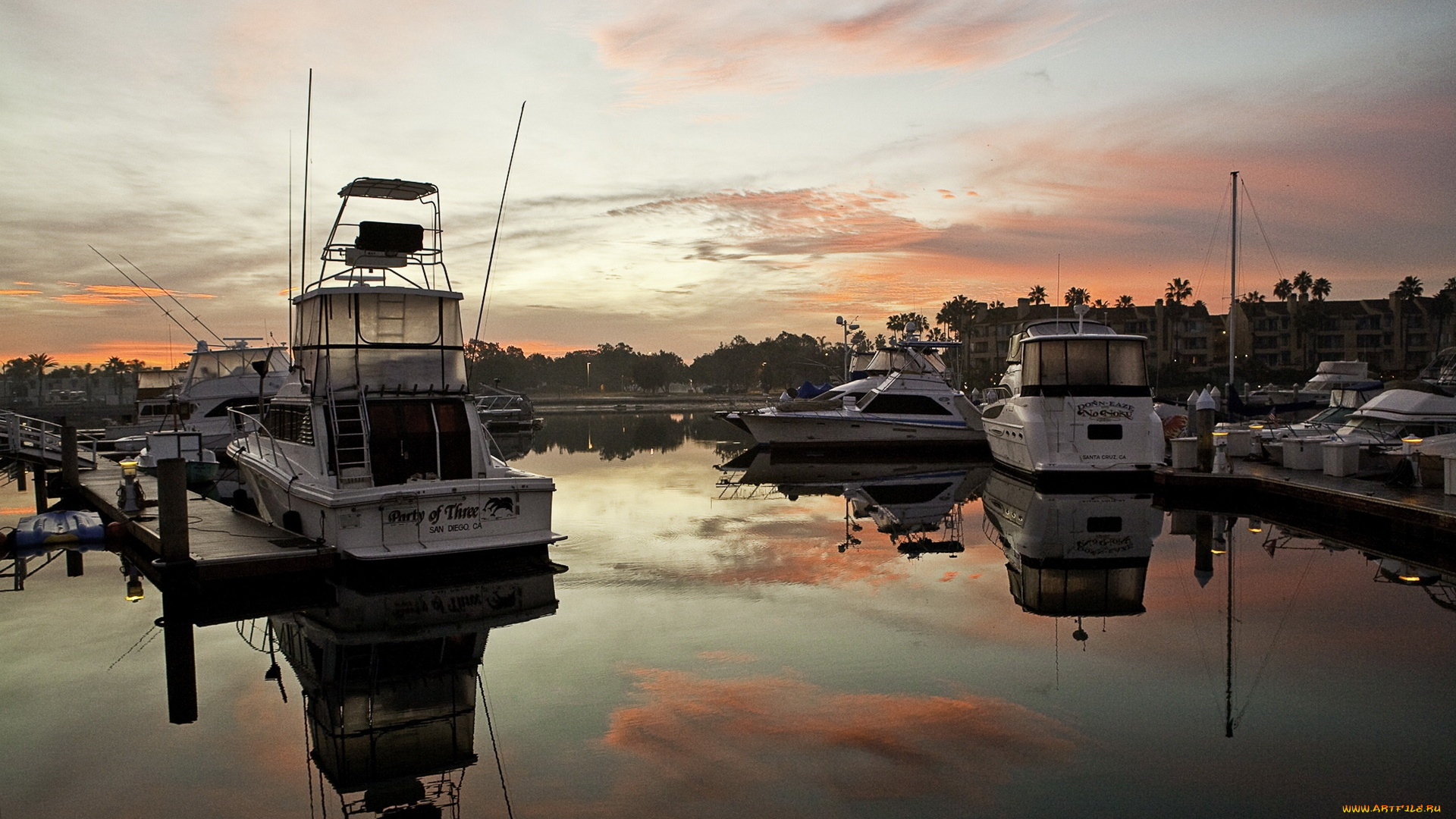 корабли, порты, причалы, небо, лодки, закат, пристань