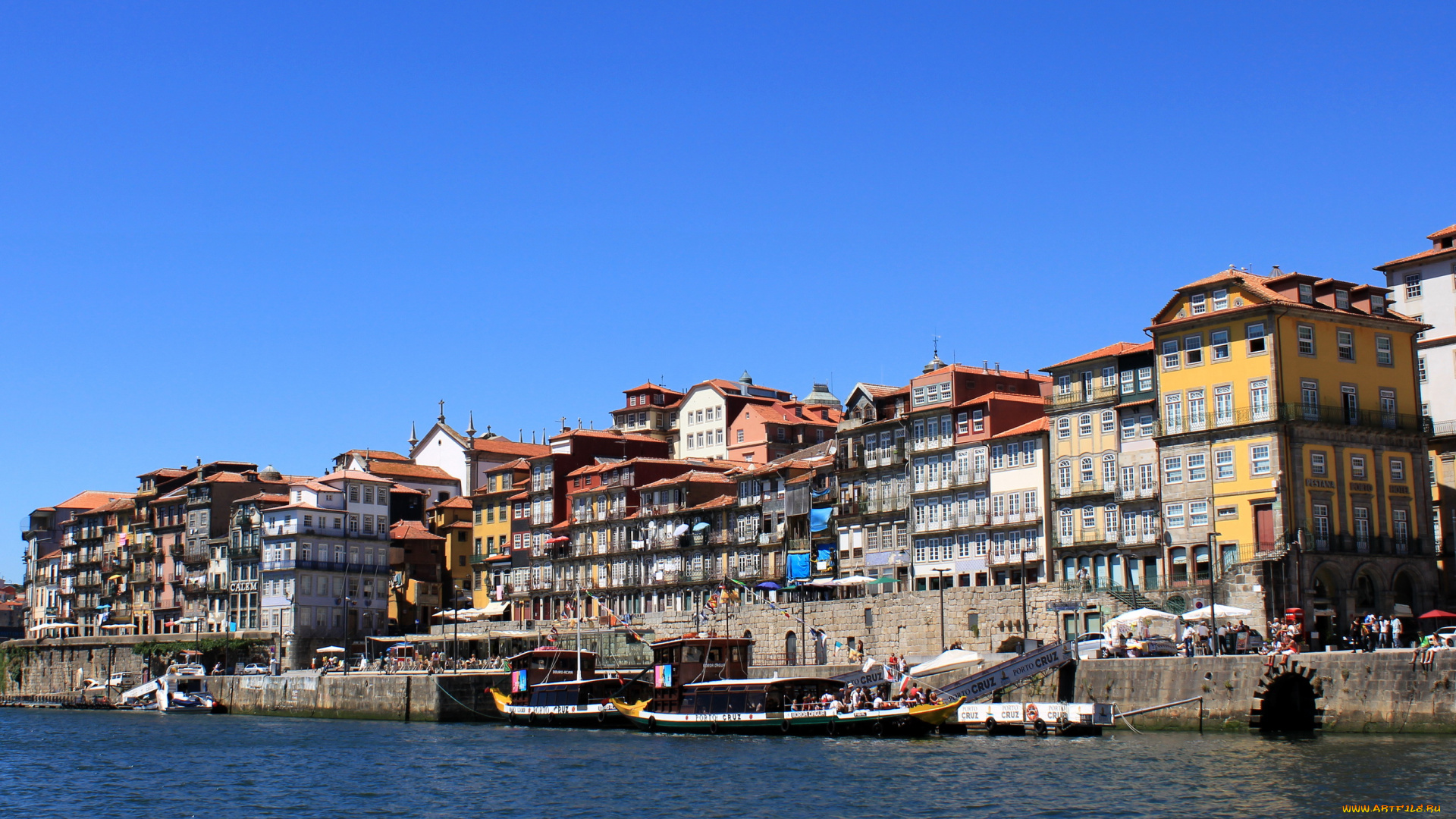 порту, города, улицы, площади, набережные, дома, лодки, катера, набережная, река
