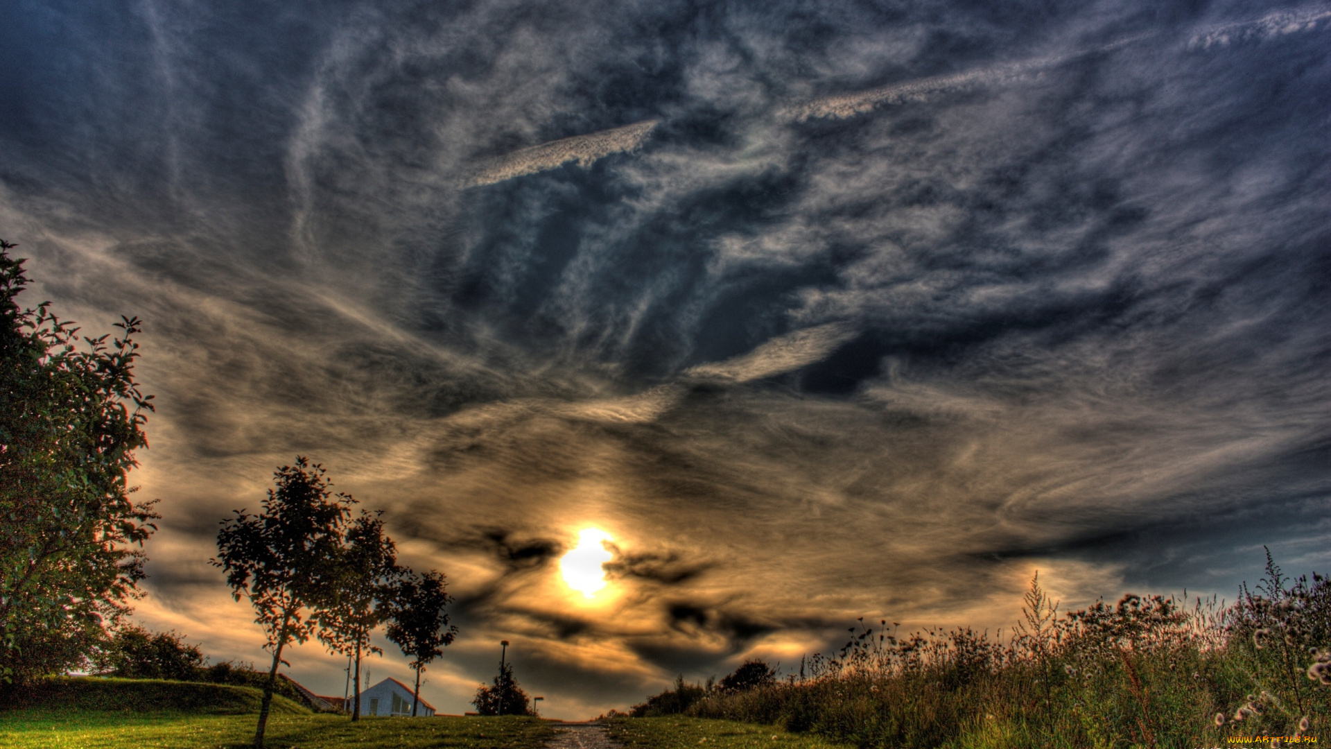 природа, восходы, закаты, дорога, небо, тучи