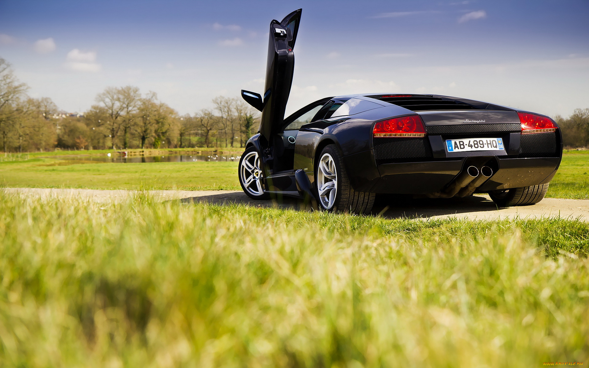 lamborghini, murcielago, автомобили, озеро, ламбо, двери