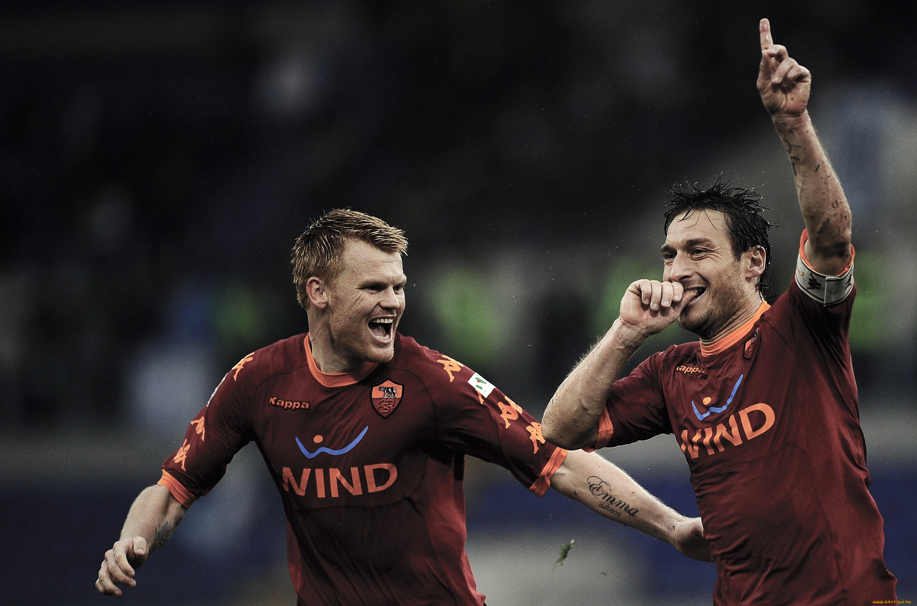 спорт, футбол, riise, totti, as, roma, football, тотти