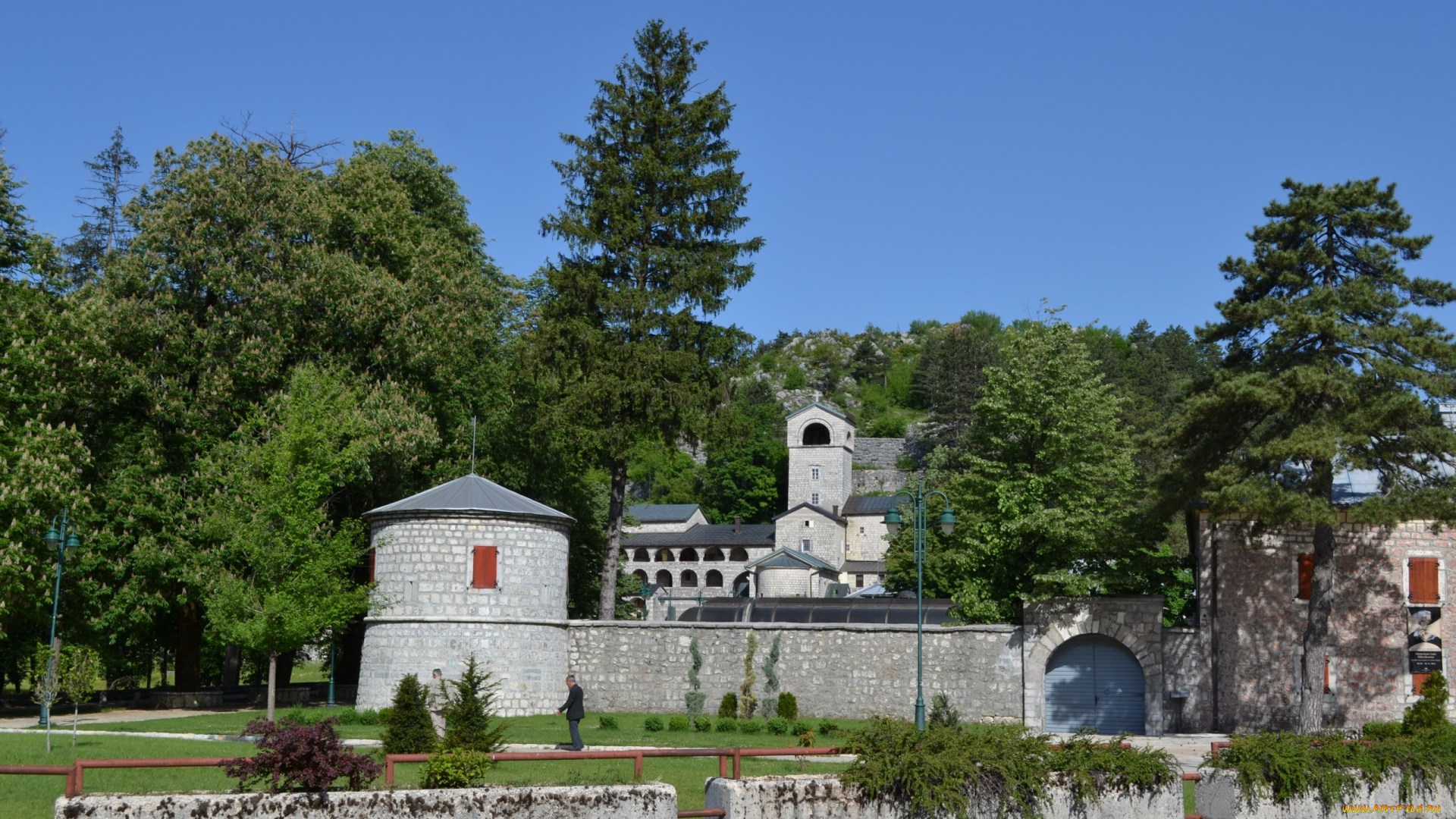 Черногория, цетине, города, дворцы, замки, крепости, крепость, деревья, парк