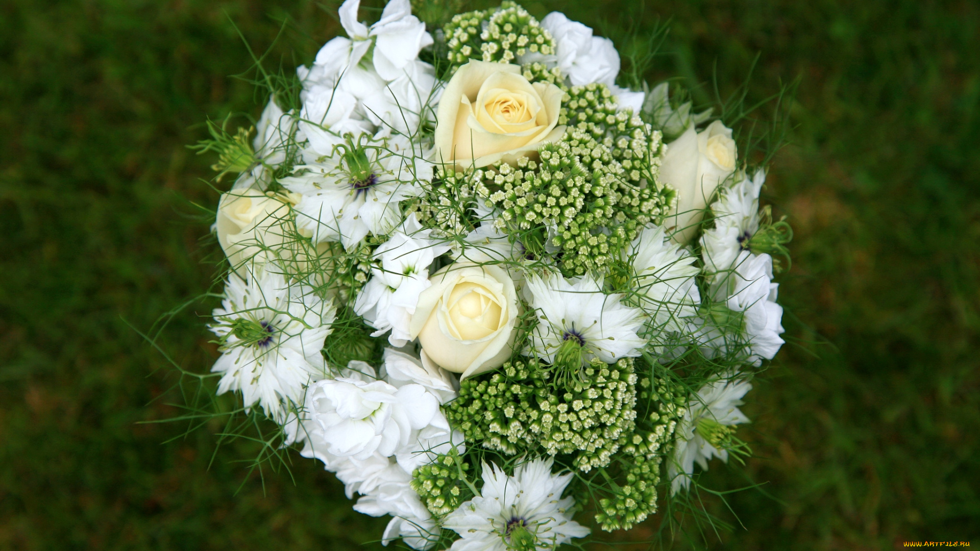 цветы, букеты, композиции, розы, нигелла, свадебный