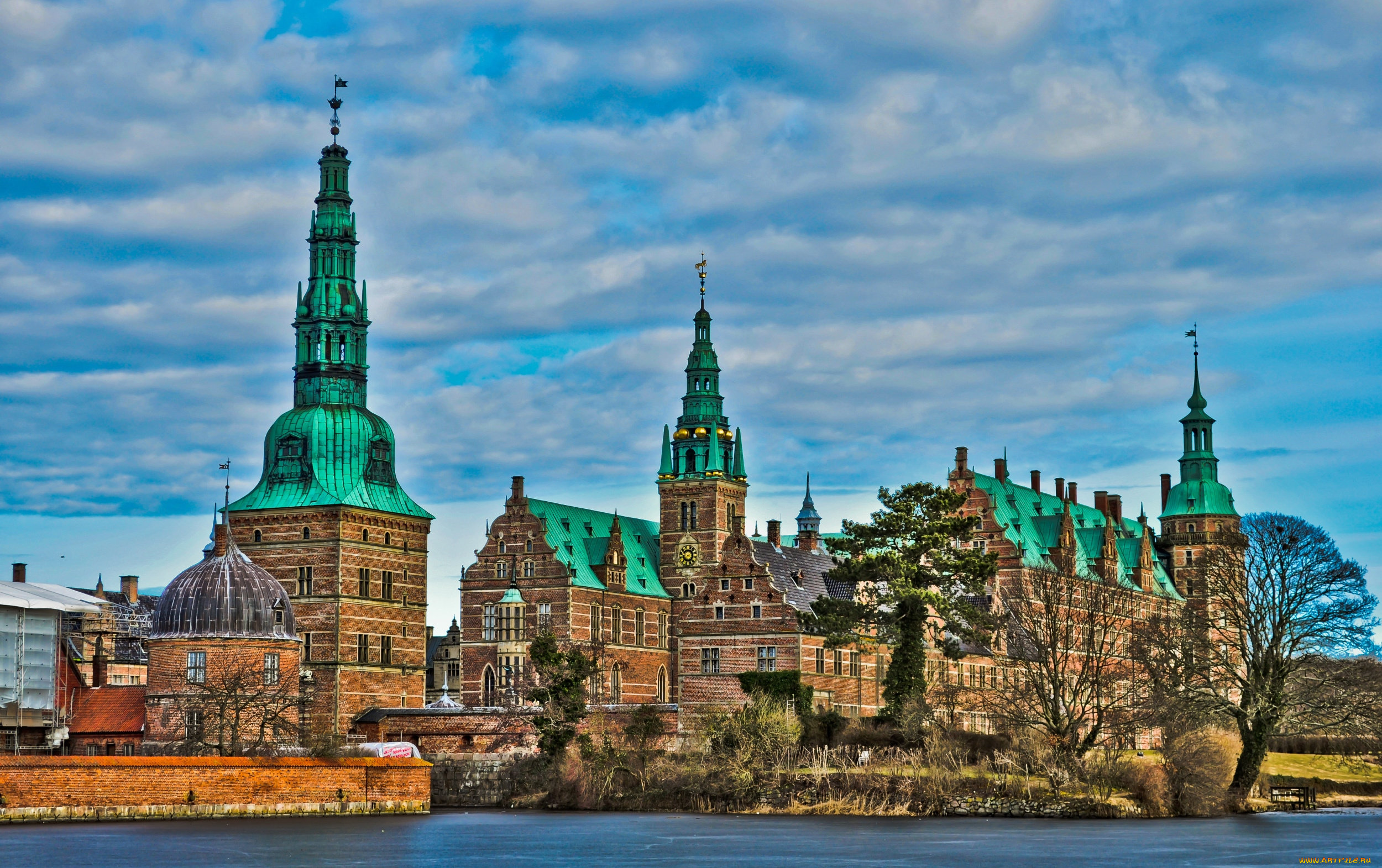 города, копенгаген, дания, вода, здания, шпили