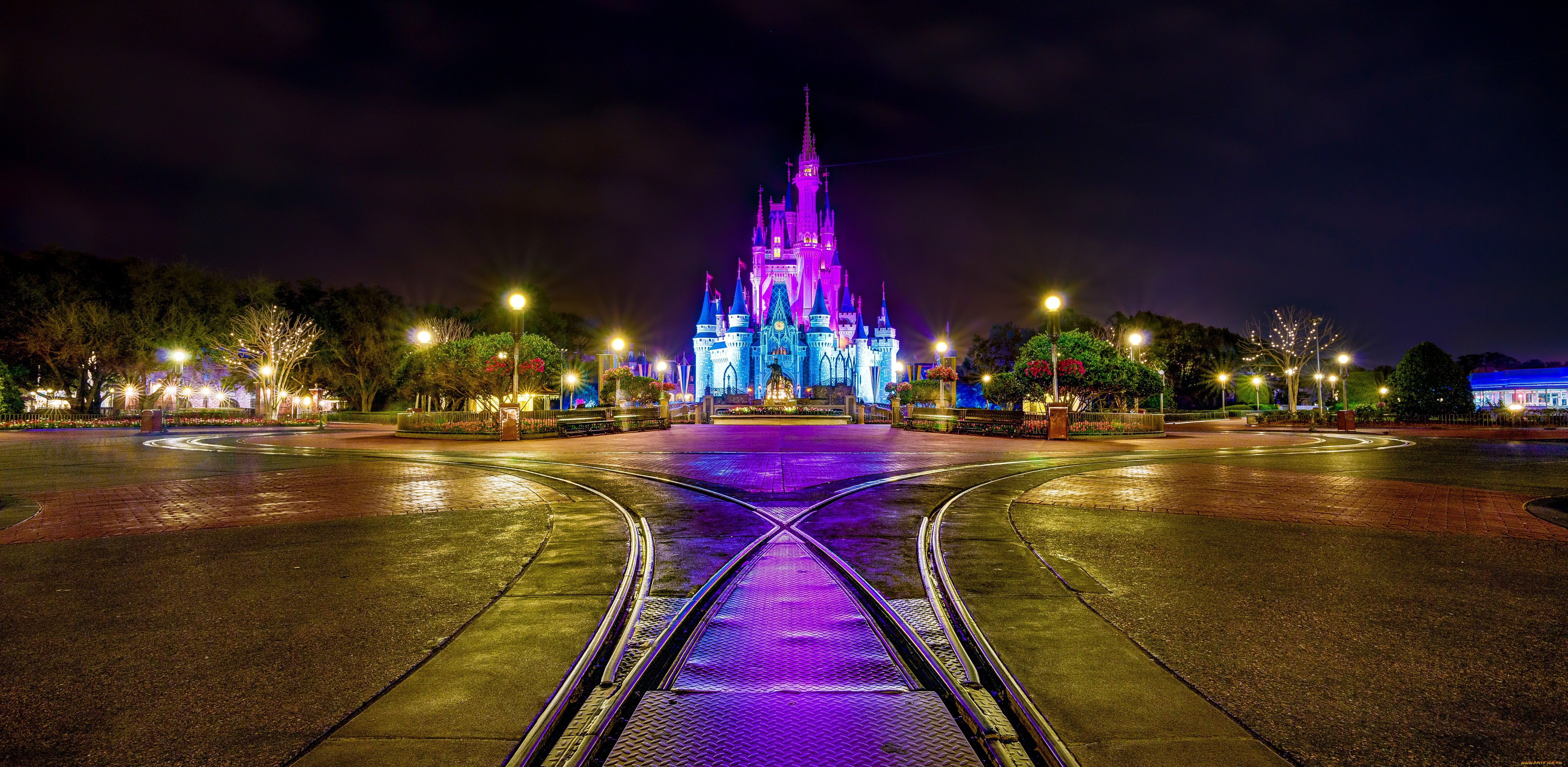 города, диснейленд, замок, золушки, штат, флорида, сша