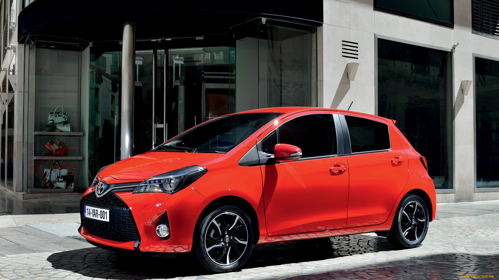 автомобили, toyota, 2014, красный, yaris