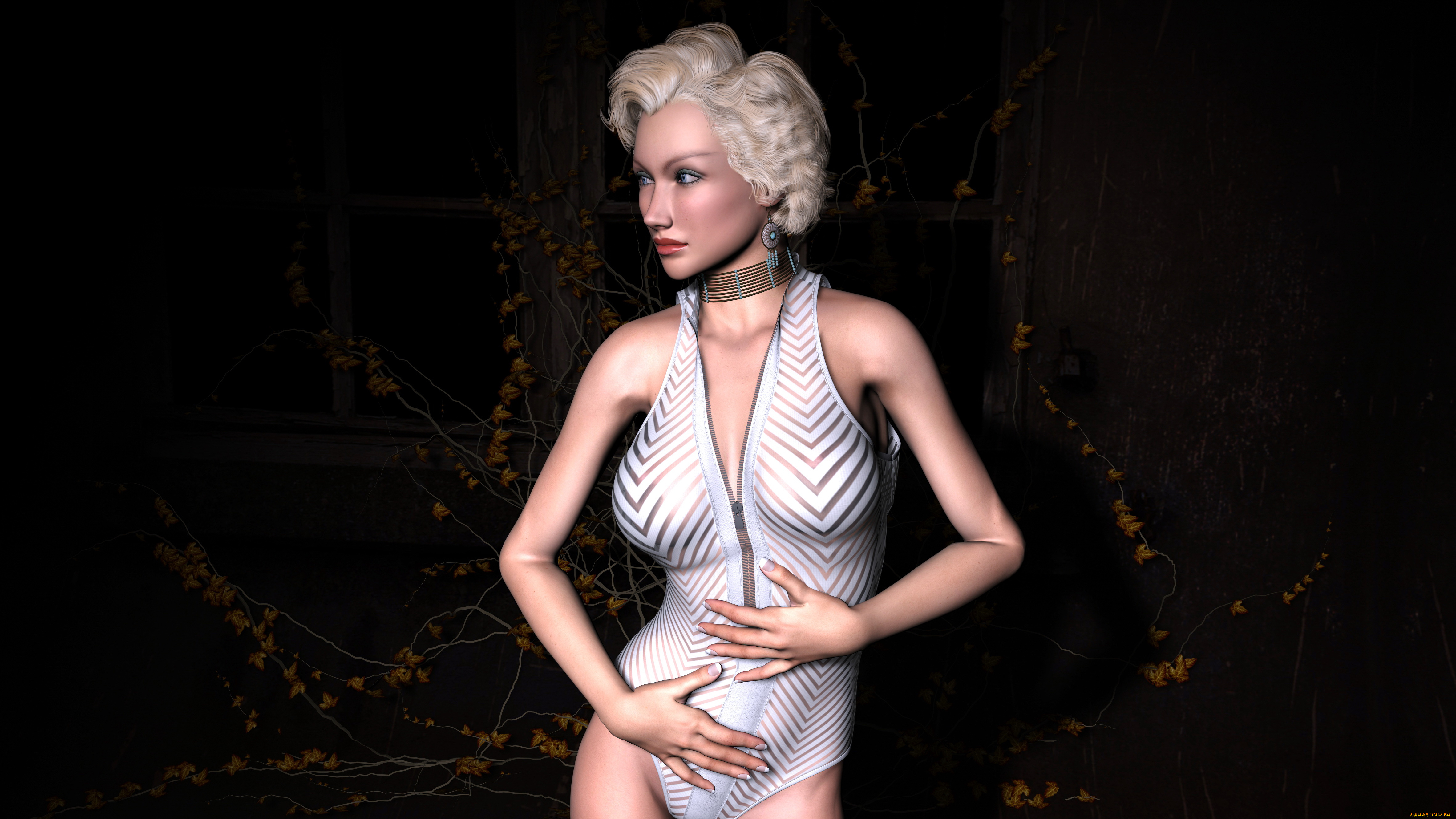 3д, графика, people, , люди, блондинка, фон, взгляд, девушка