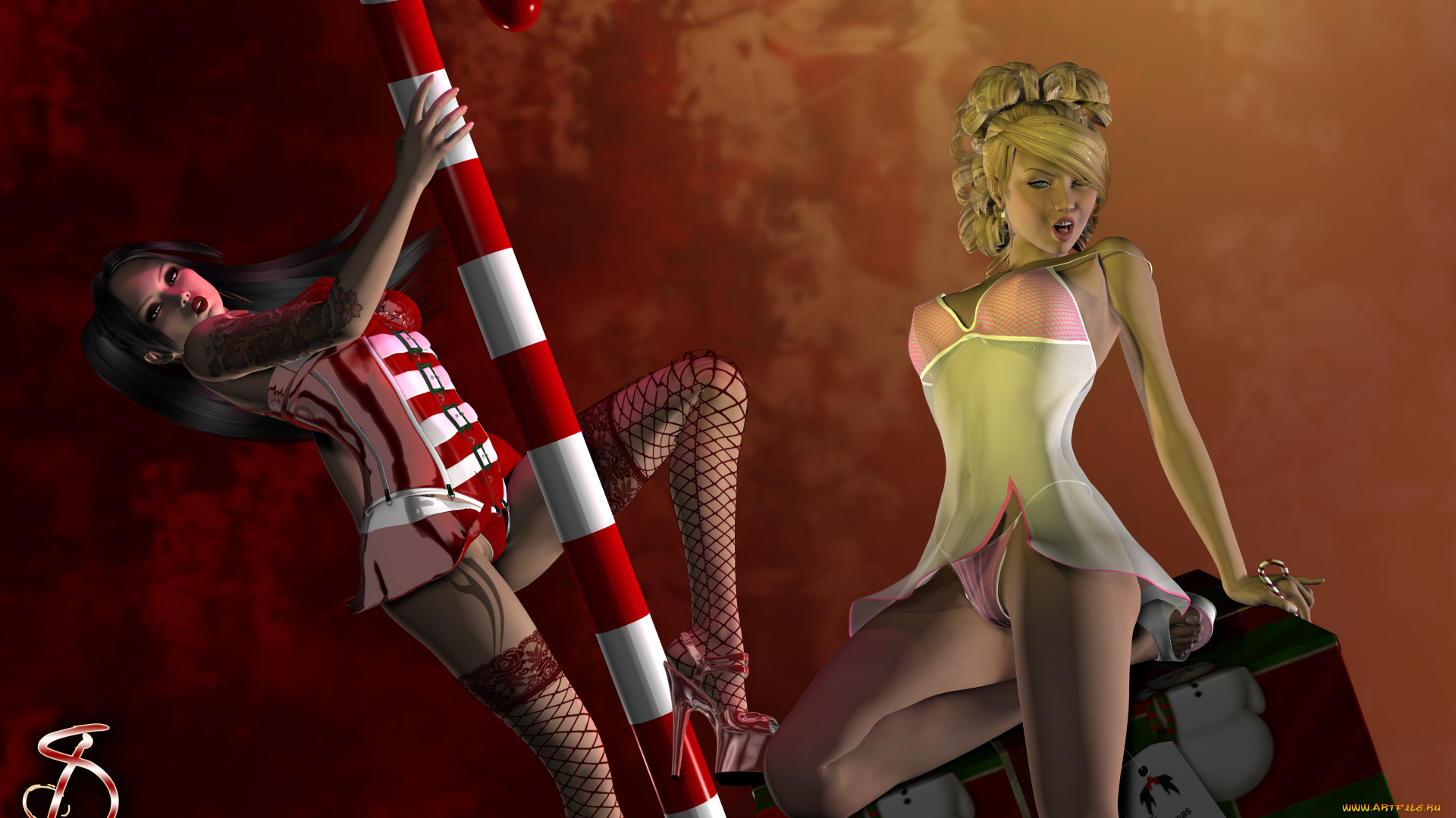 3д, графика, люди, , people, фон, взгляд, девушки, шест