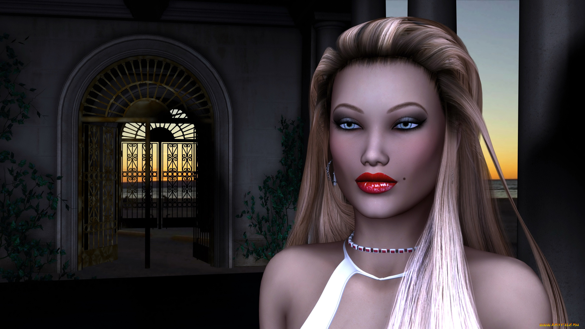 3д, графика, портрет, , portraits, девушка, взгляд, фон