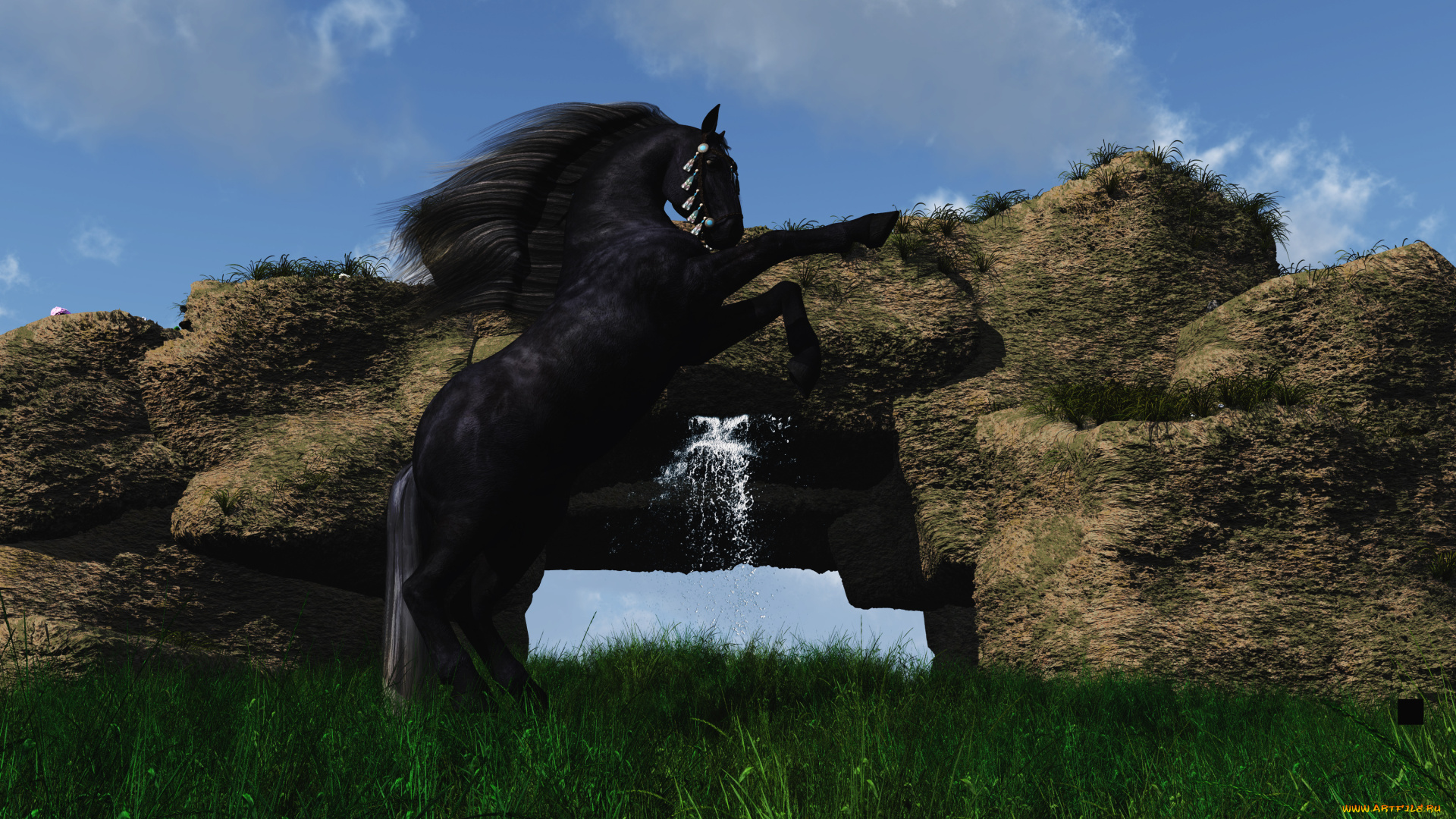 3д, графика, животные, , animals, брызги, лошадь