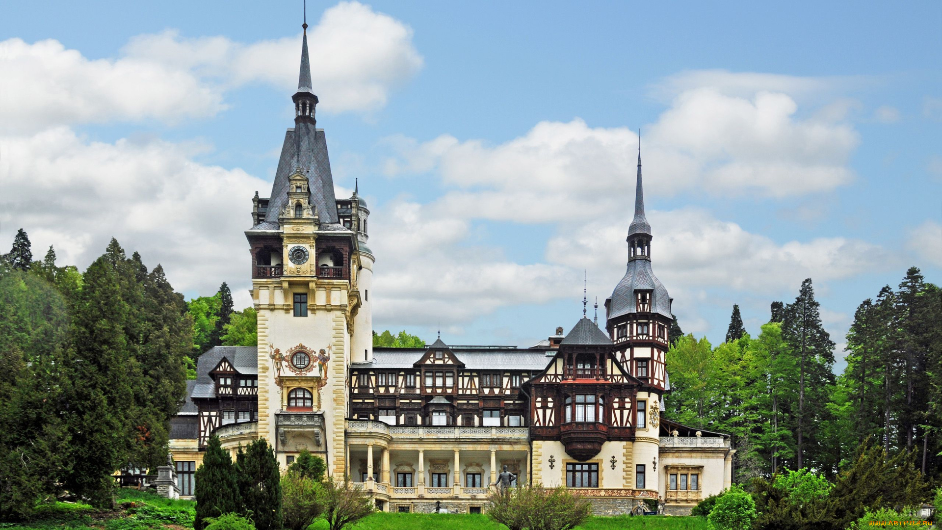 города, замок, пелеш, , румыния, замок, пелеш