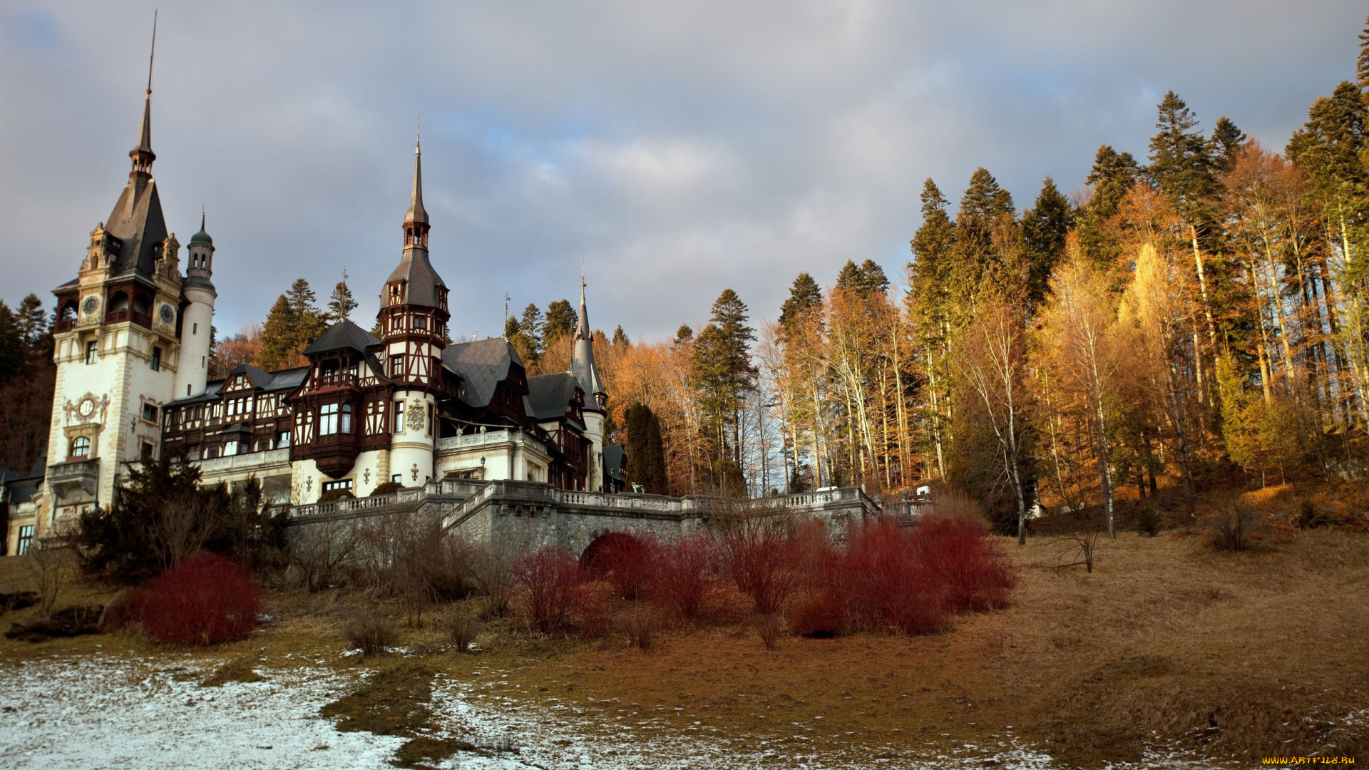 города, замок, пелеш, , румыния, замок, пелеш