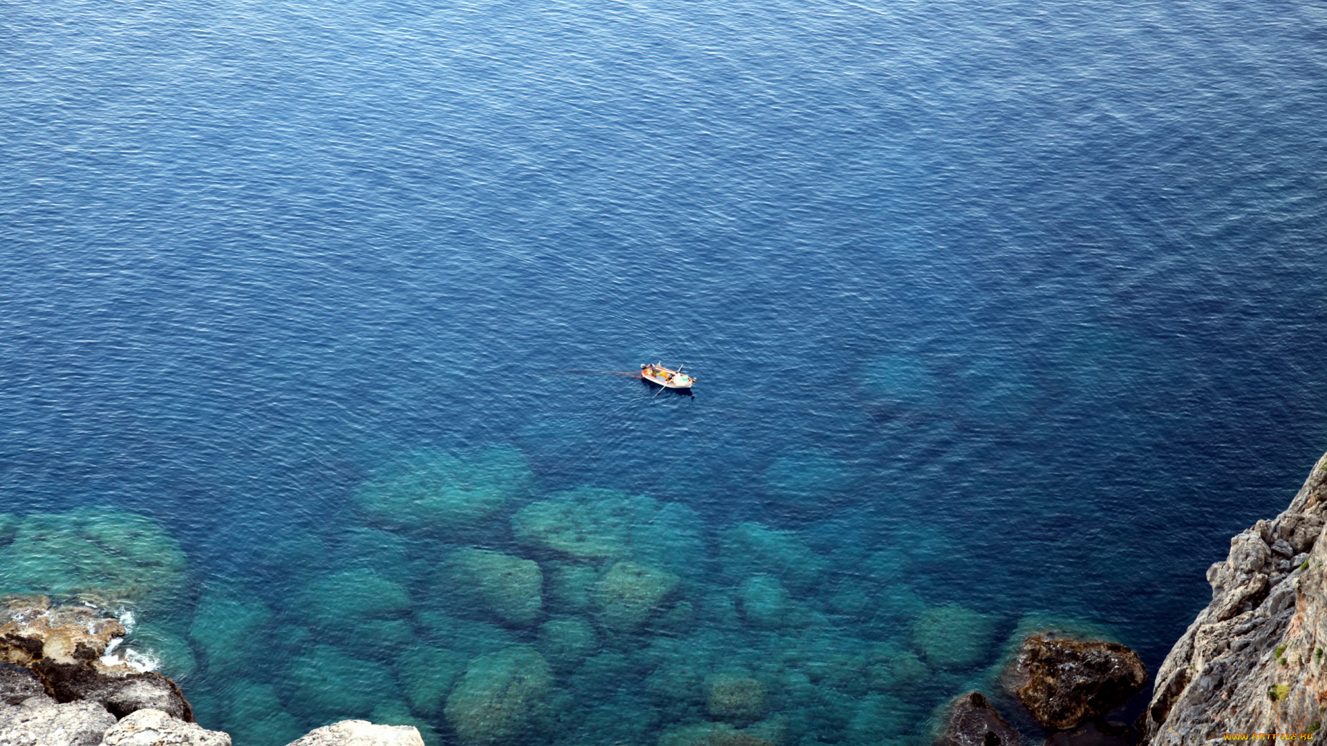 природа, побережье, вода, камни, лодка