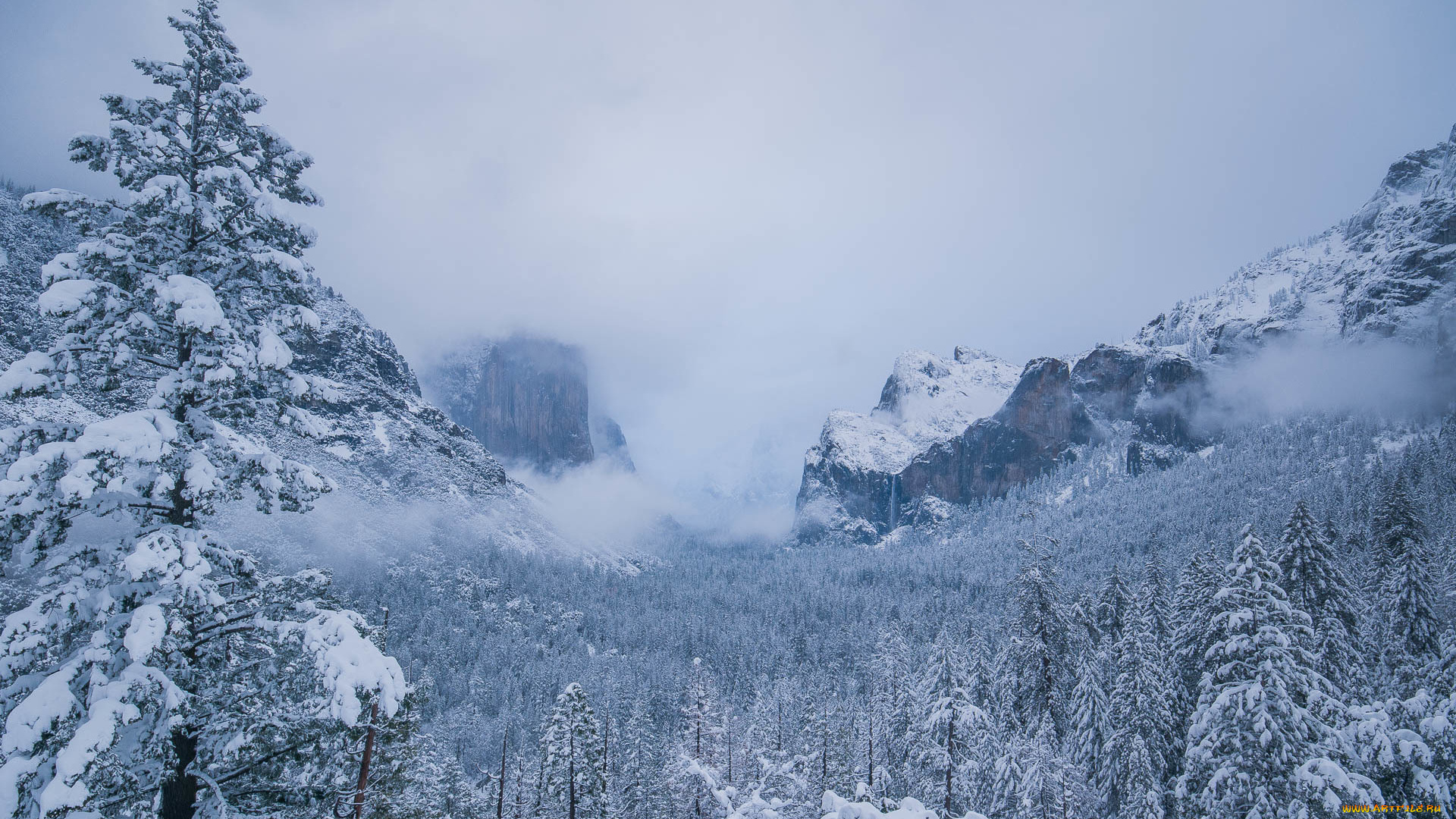 природа, зима, горы, снег