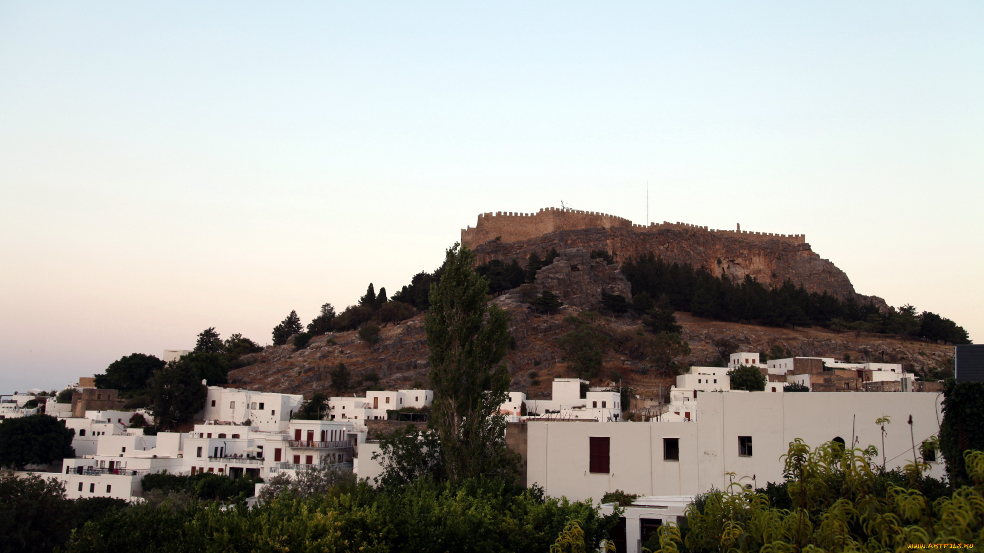 родос, греция, города, -, панорамы, холм, крепость