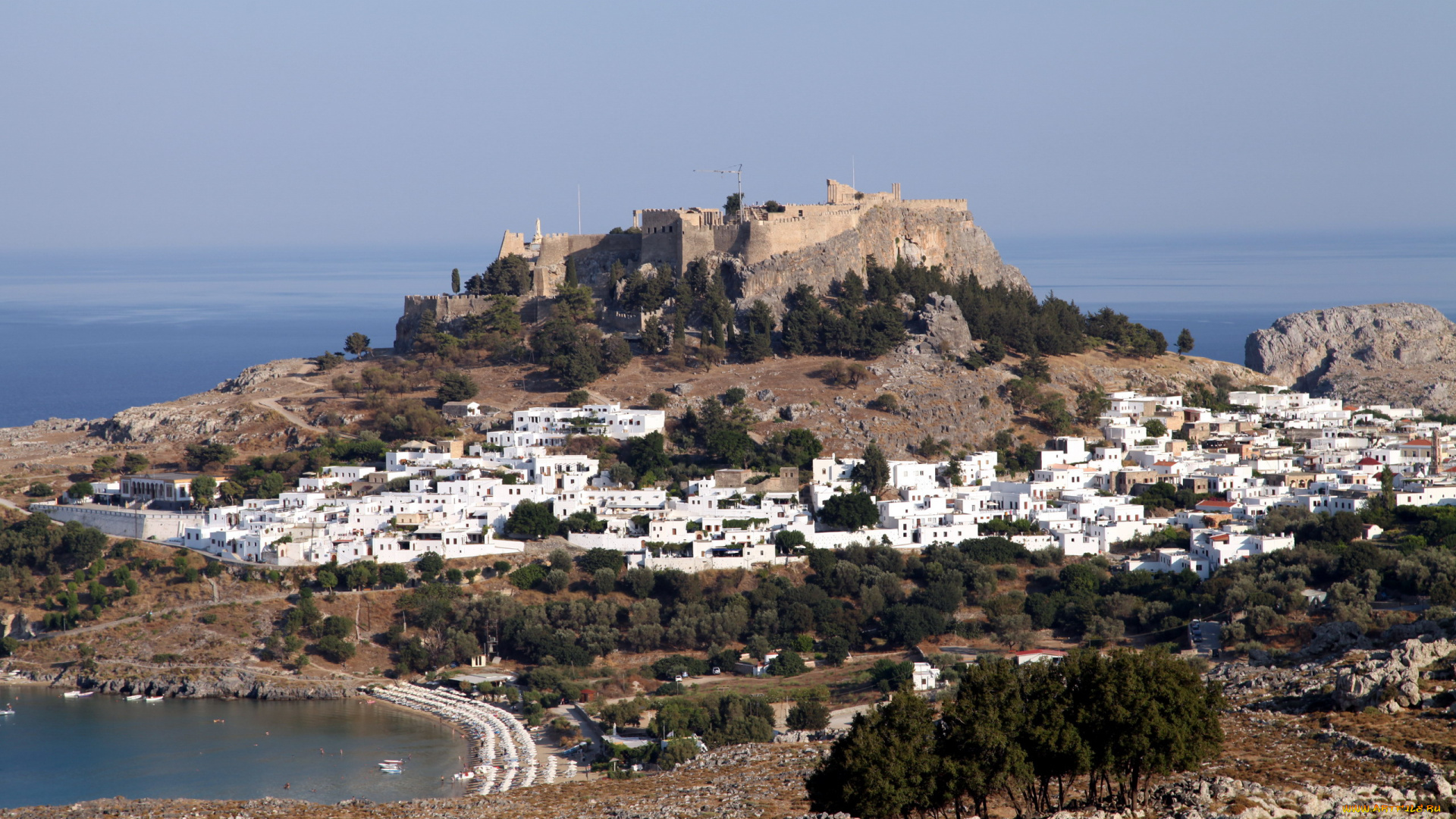 родос, греция, города, -, панорамы, панорама