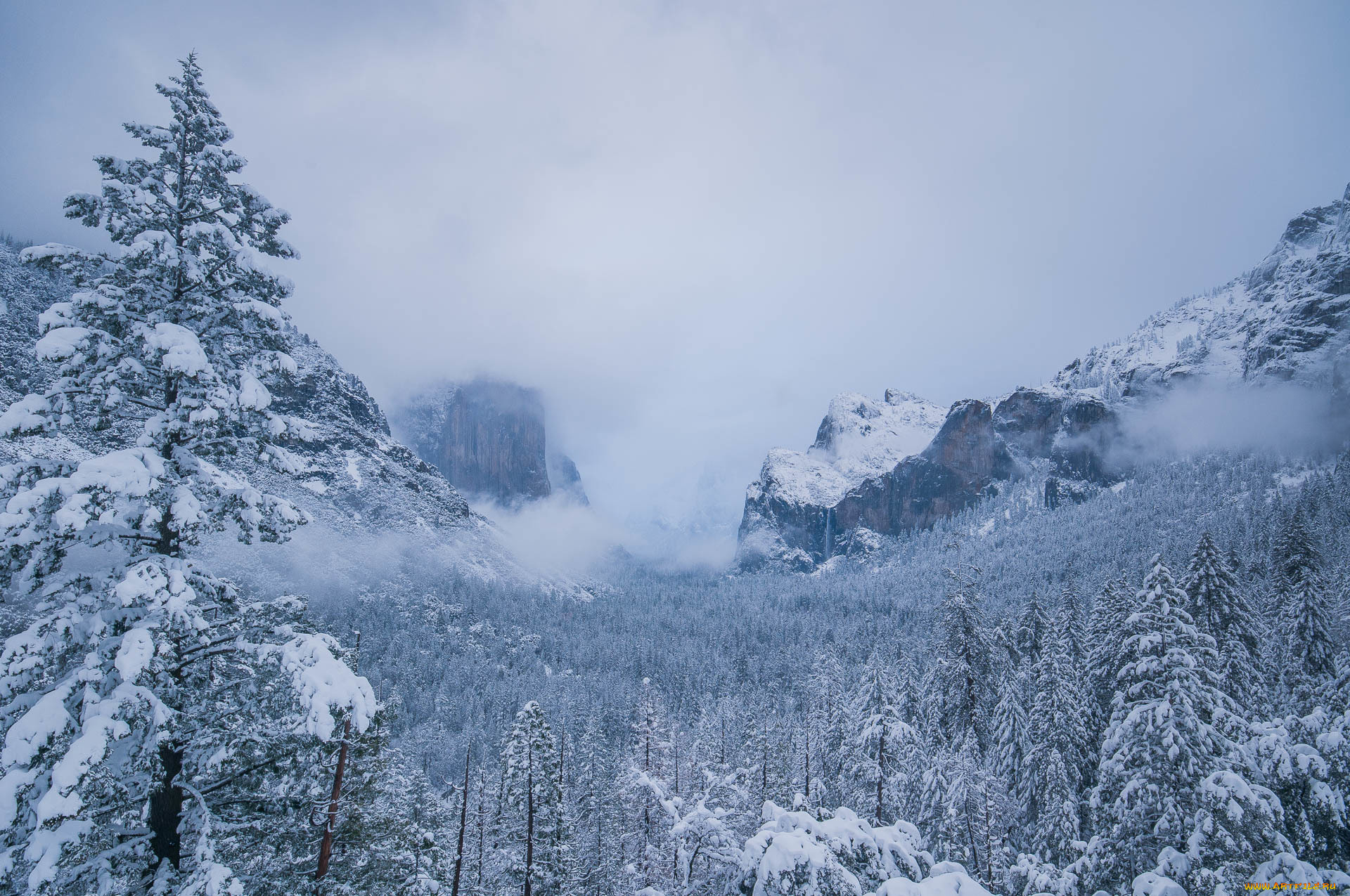 природа, зима, горы, снег