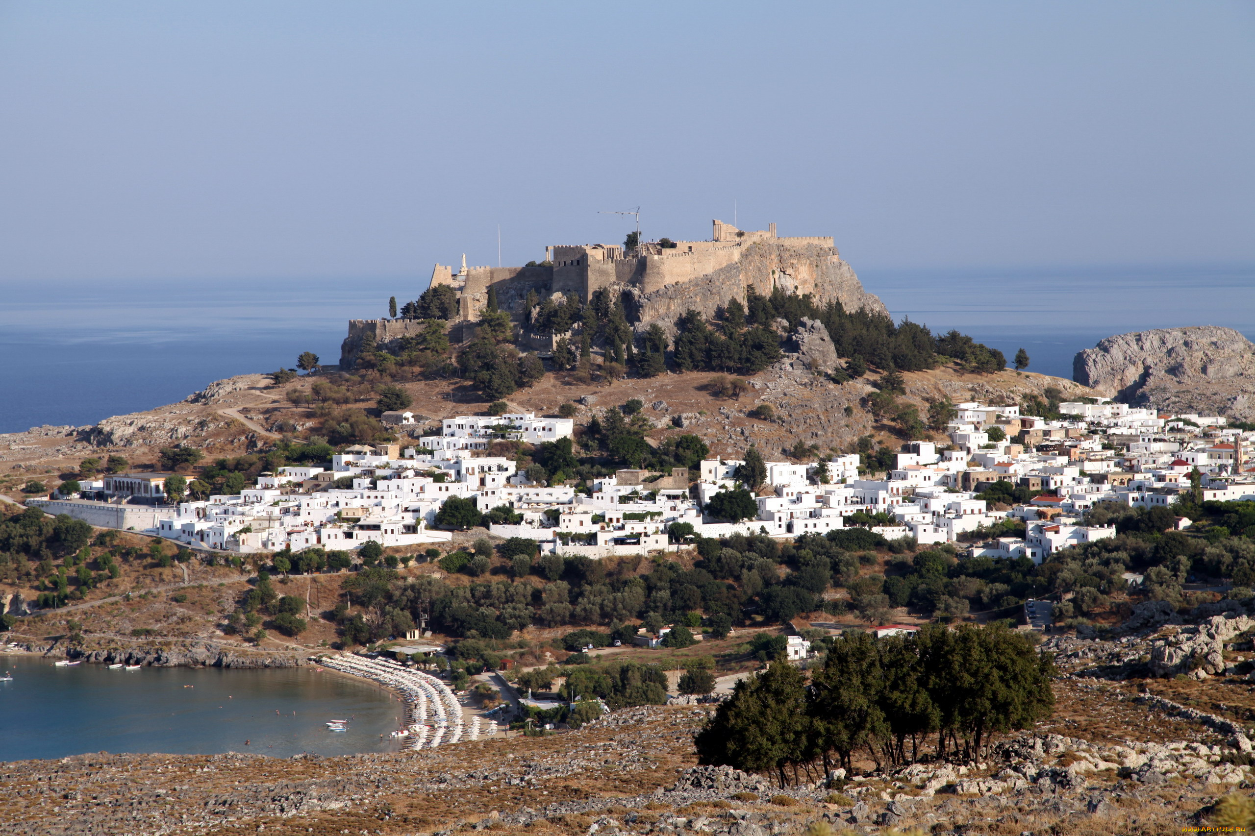 родос, греция, города, -, панорамы, панорама