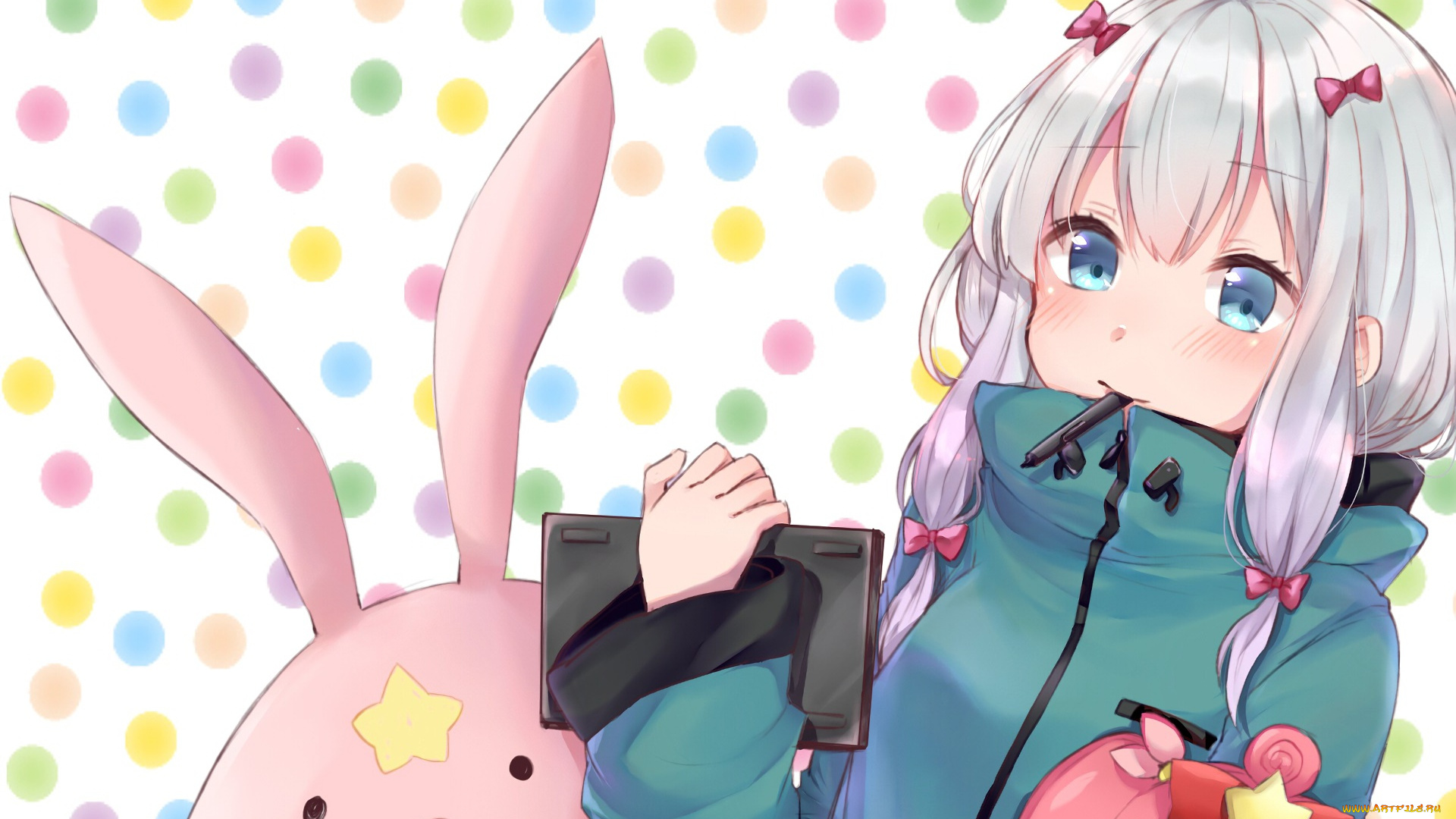 аниме, eromanga-sensei, девушка, взгляд, фон