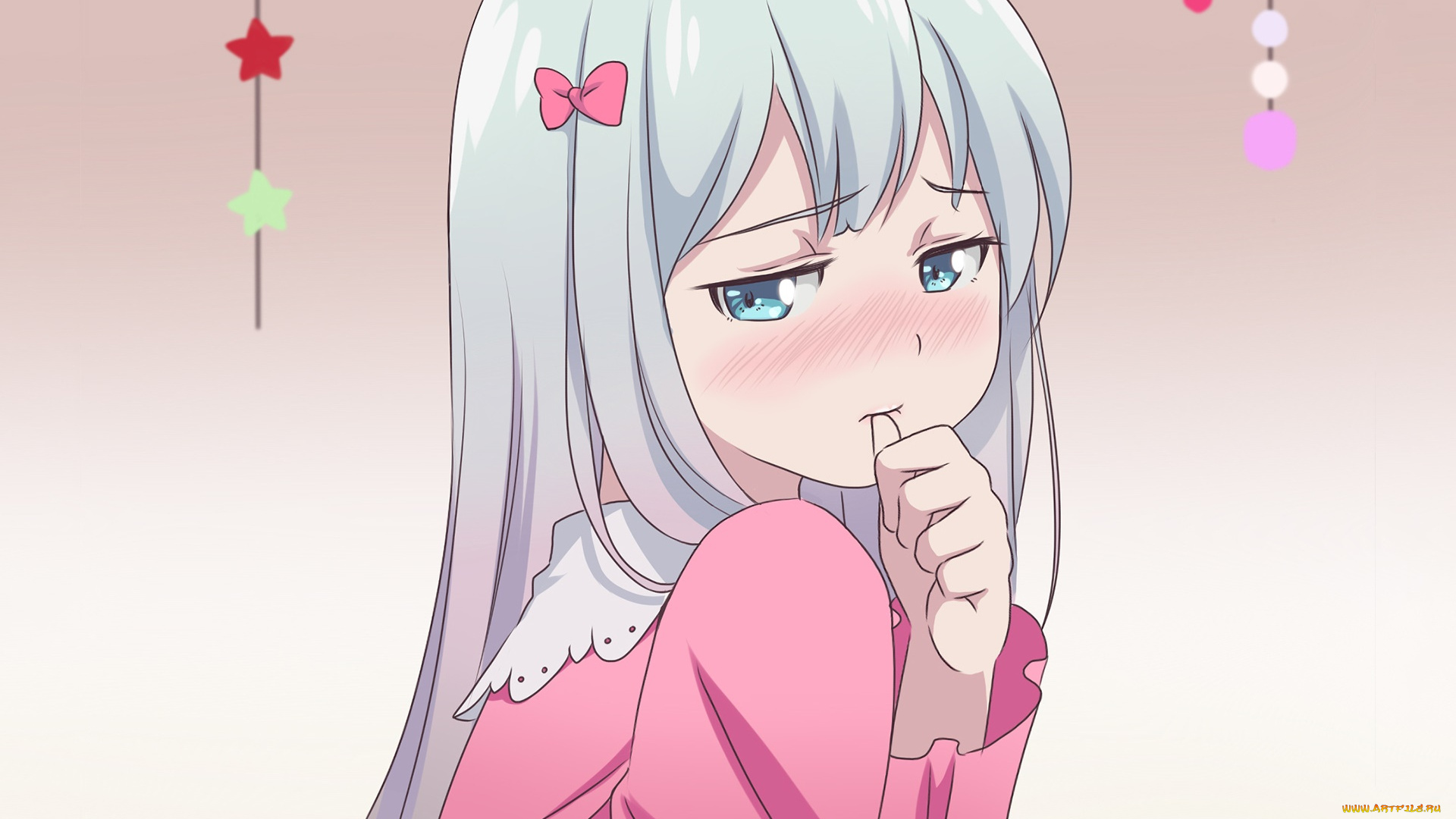 аниме, eromanga-sensei, девушка, взгляд, фон