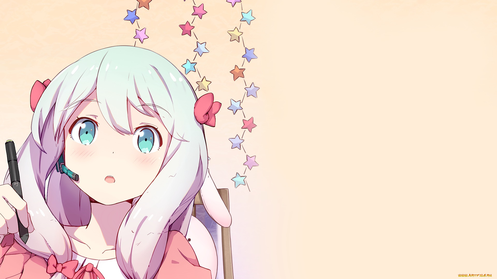 аниме, eromanga-sensei, девушка, взгляд, фон