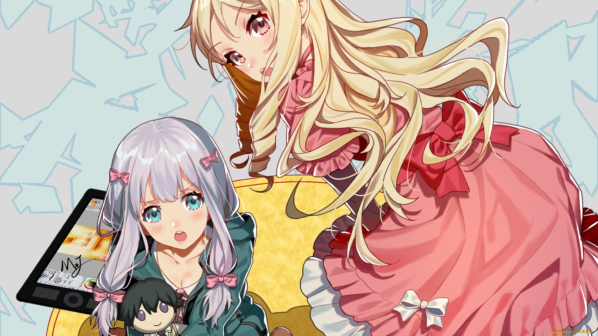 аниме, eromanga-sensei, девушка, взгляд, фон