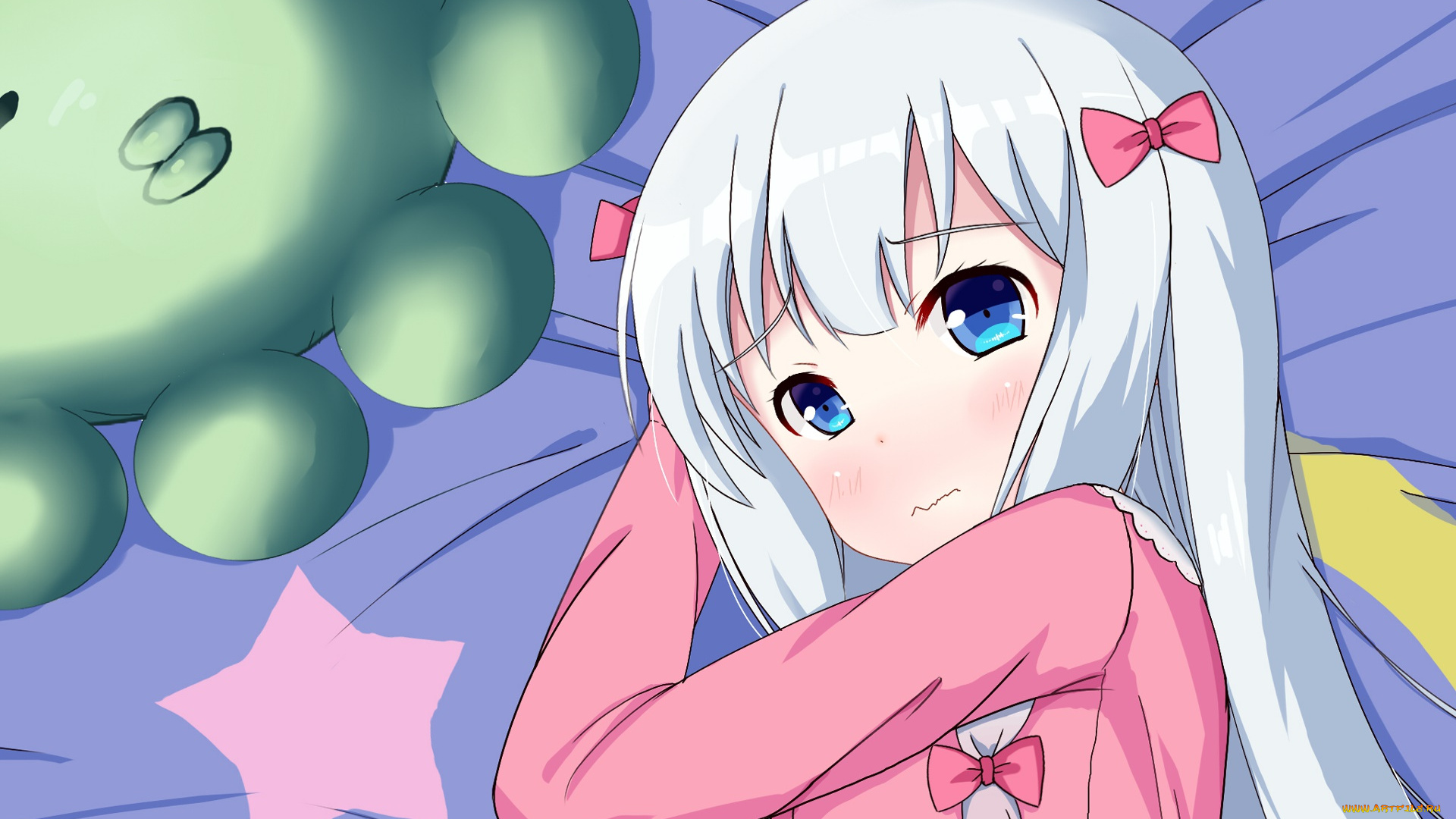аниме, eromanga-sensei, девушка, взгляд, фон