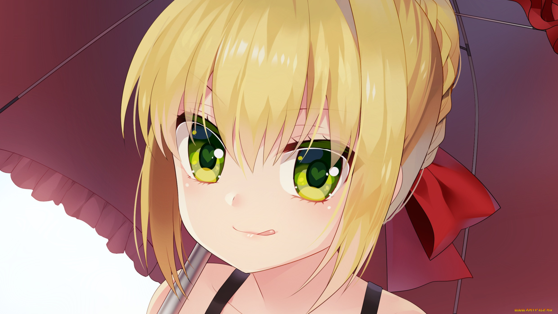 аниме, fate, stay, night, девушка, взгляд, фон