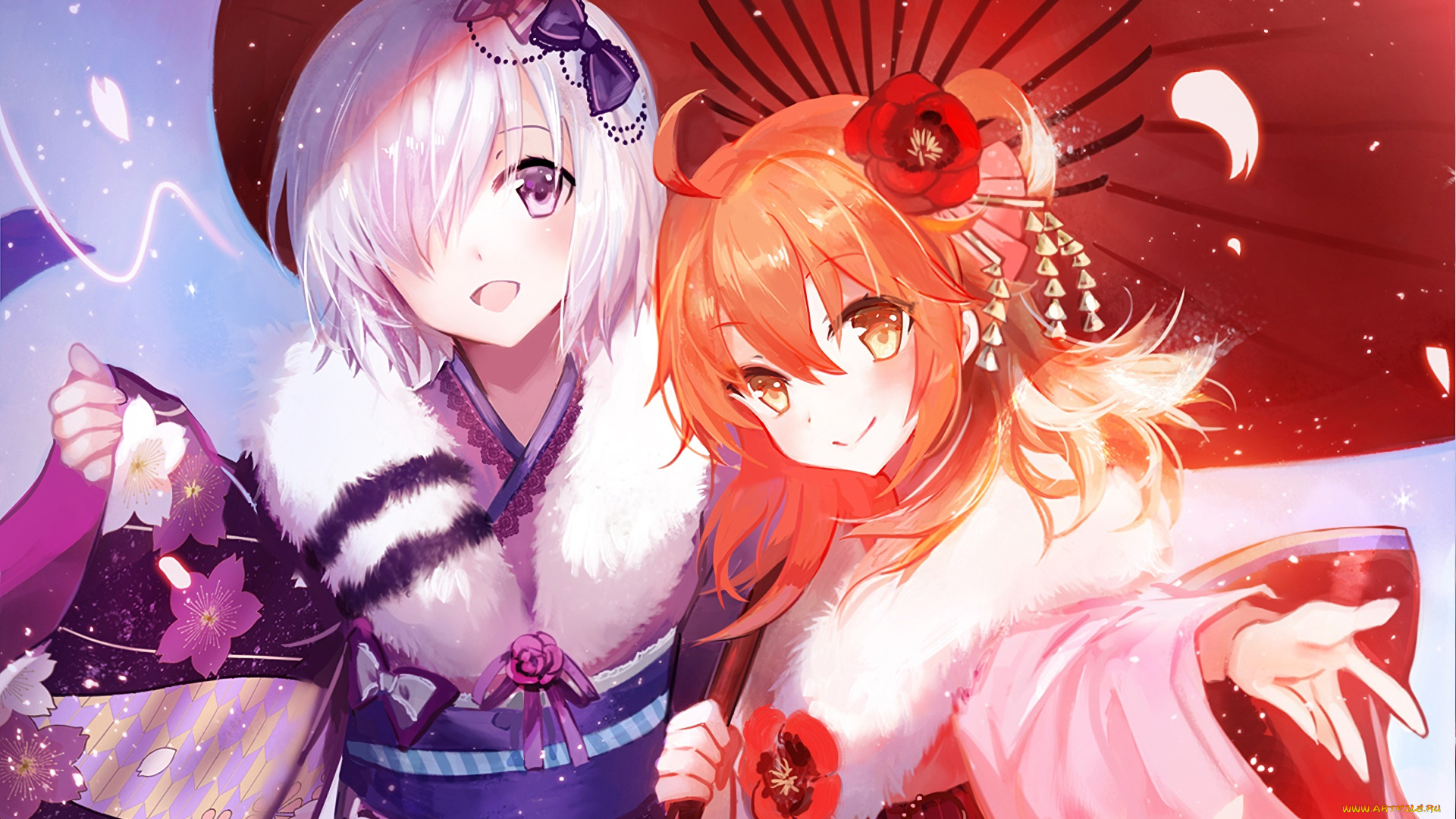 аниме, fate, stay, night, девушки, взгляд, фон