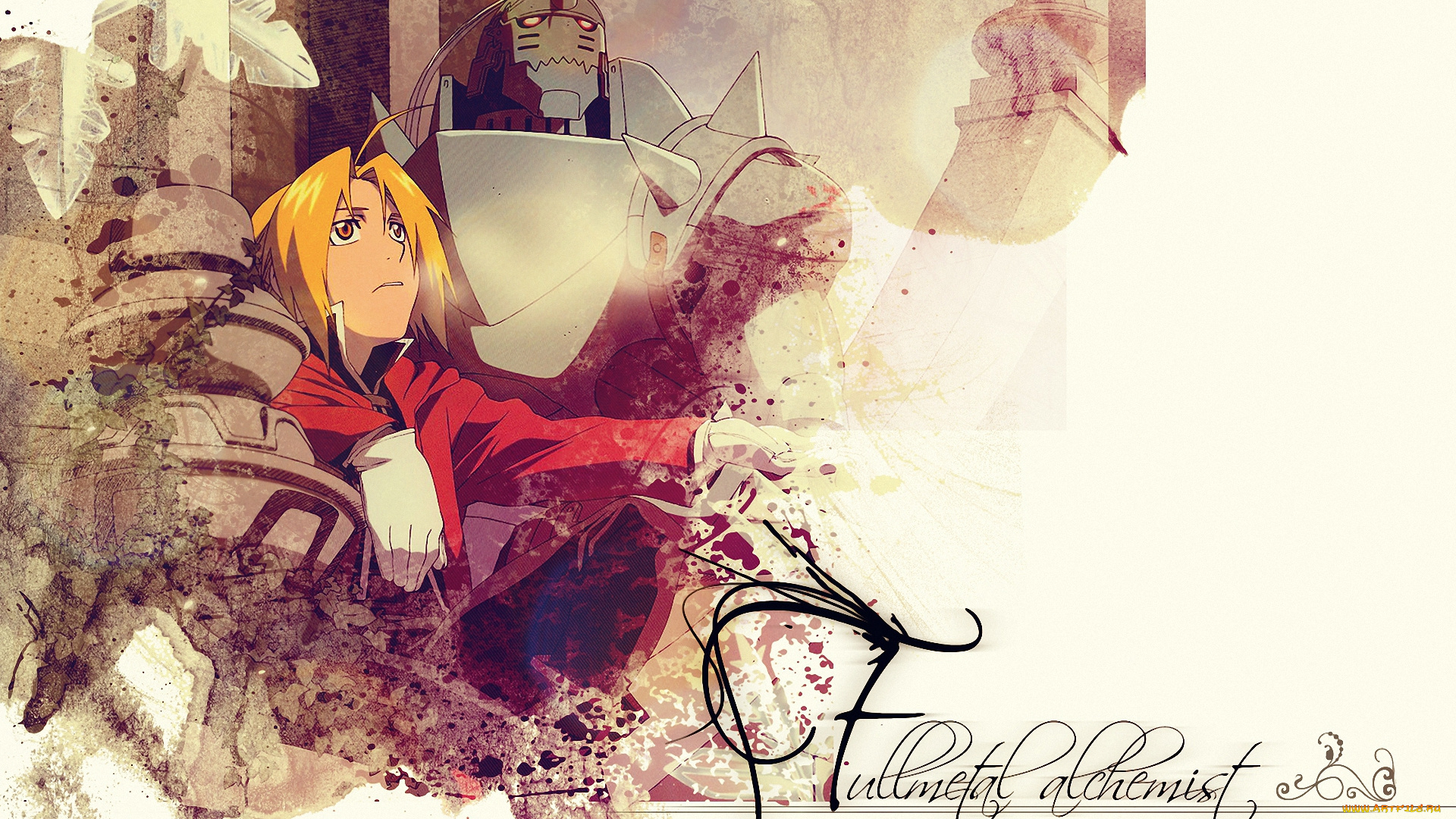 аниме, fullmetal, alchemist, алхимик, elric, edward, парень, al, доспехи, ученый