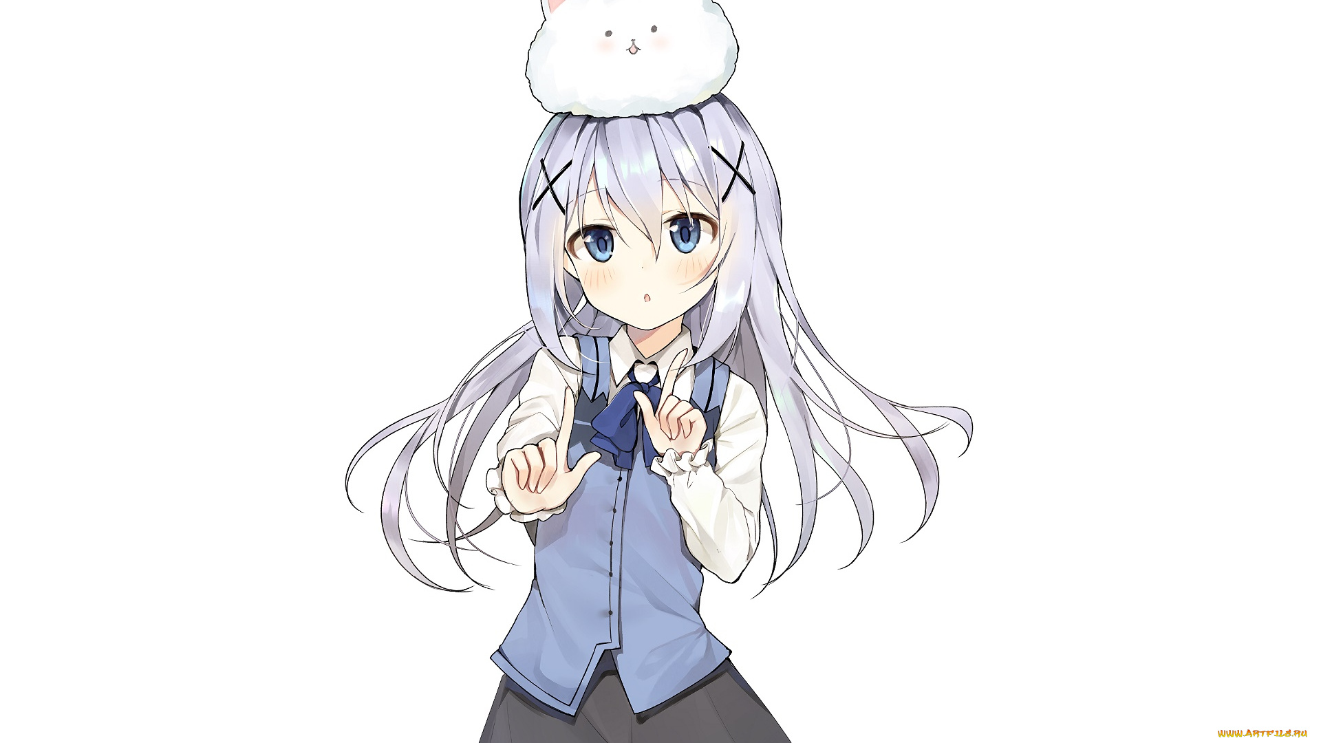 аниме, gochuumon, wa, usagi, desu, ka, фон, взгляд, девушка