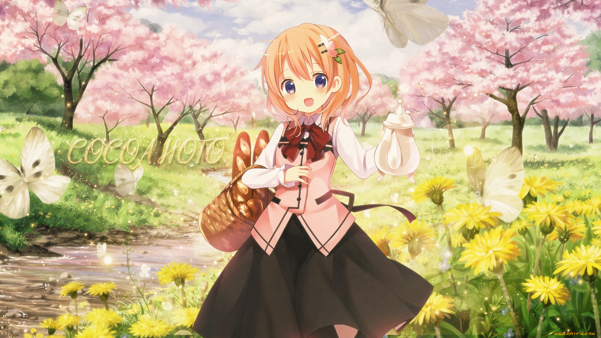 аниме, gochuumon, wa, usagi, desu, ka, фон, взгляд, девушка