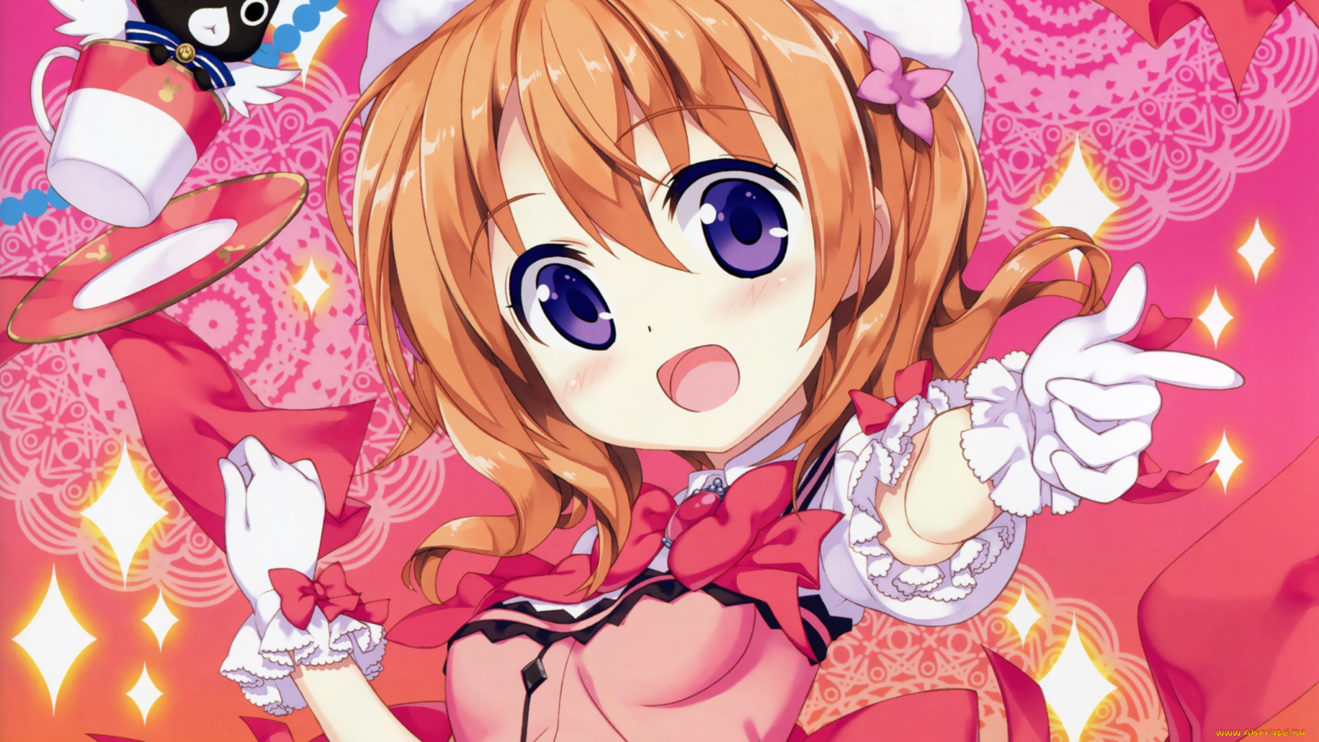 аниме, gochuumon, wa, usagi, desu, ka, фон, взгляд, девушка