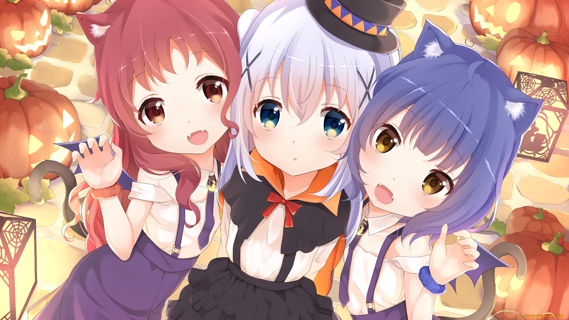 аниме, gochuumon, wa, usagi, desu, ka, фон, взгляд, девушки