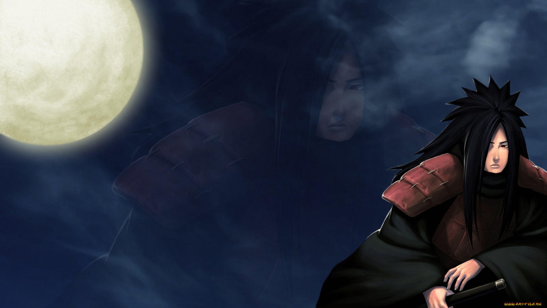 аниме, naruto, луна, uchiha, madara, ночь, shinobi