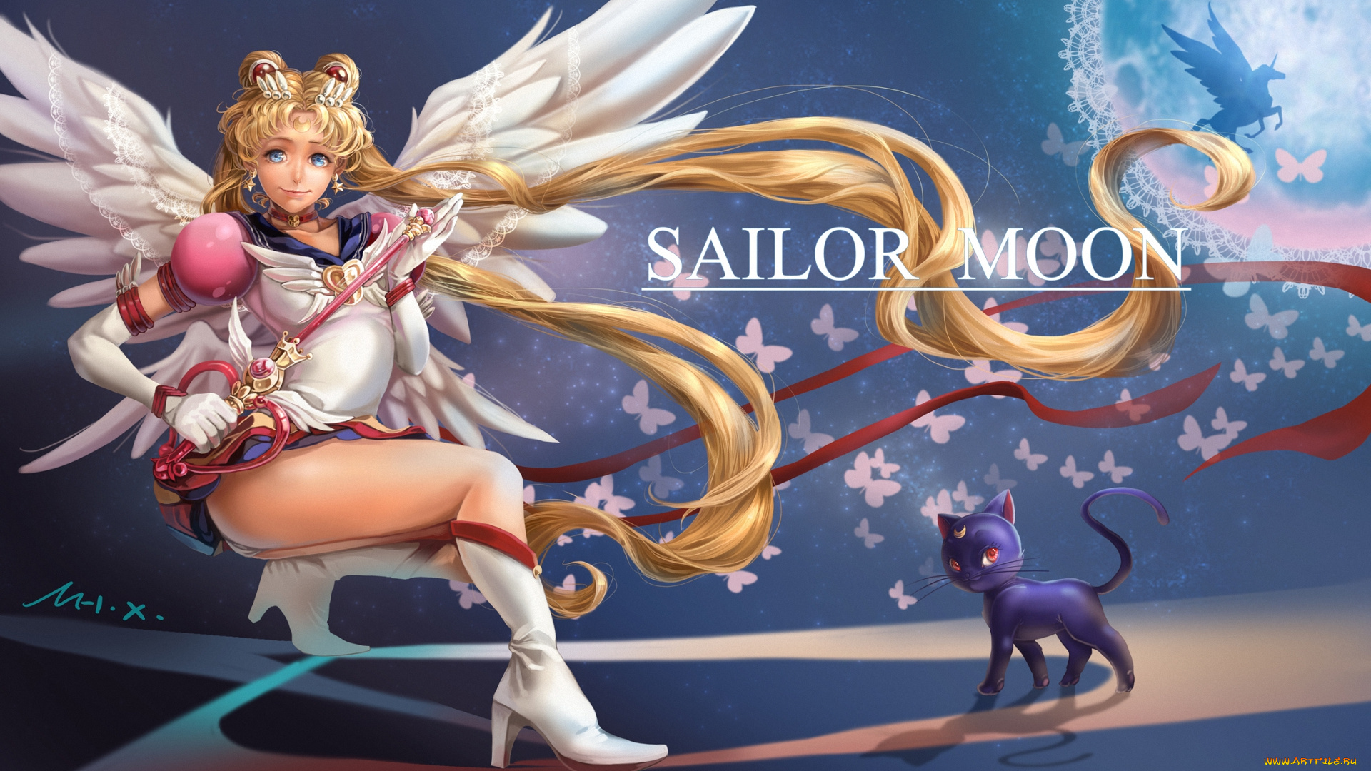 аниме, sailor, moon, usagi, воин, девушка, кошка, луна, tsukino