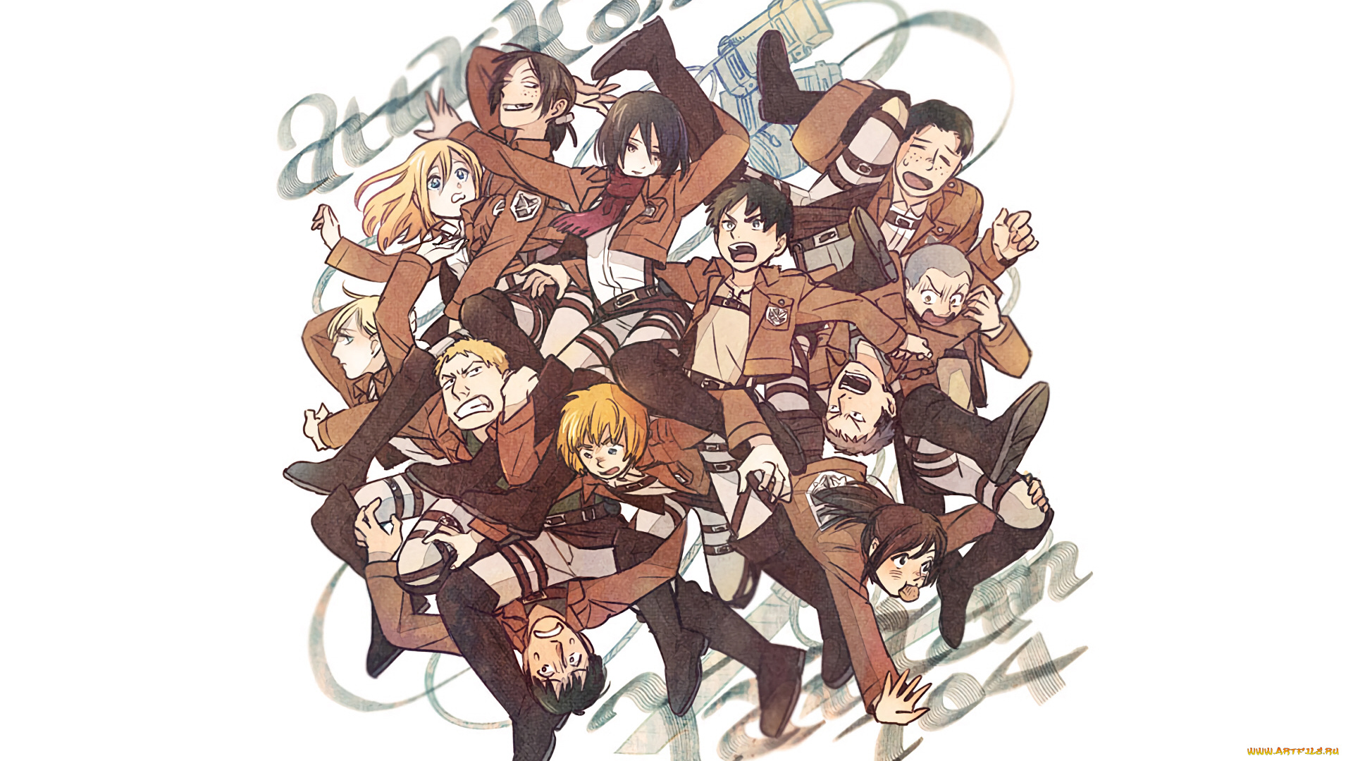 аниме, shingeki, no, kyojin, атака, титанов