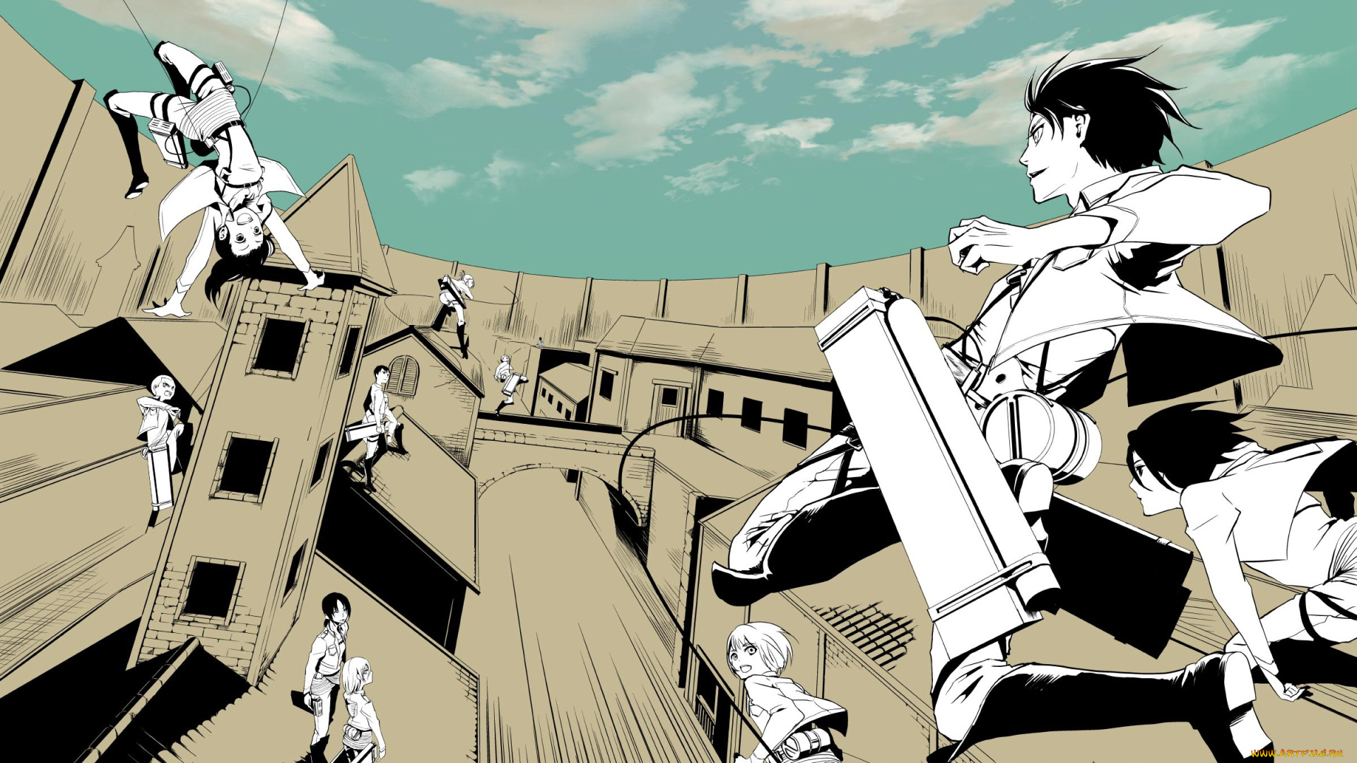 аниме, shingeki, no, kyojin, атака, титанов