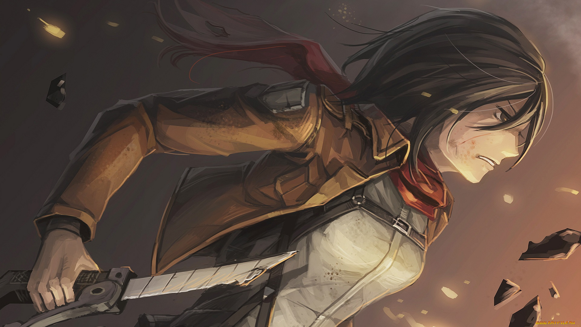 аниме, shingeki, no, kyojin, микаса