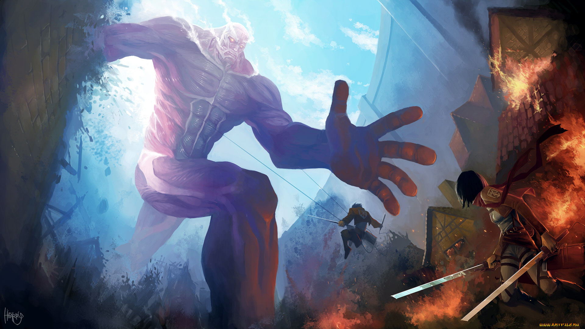 аниме, shingeki, no, kyojin, титан