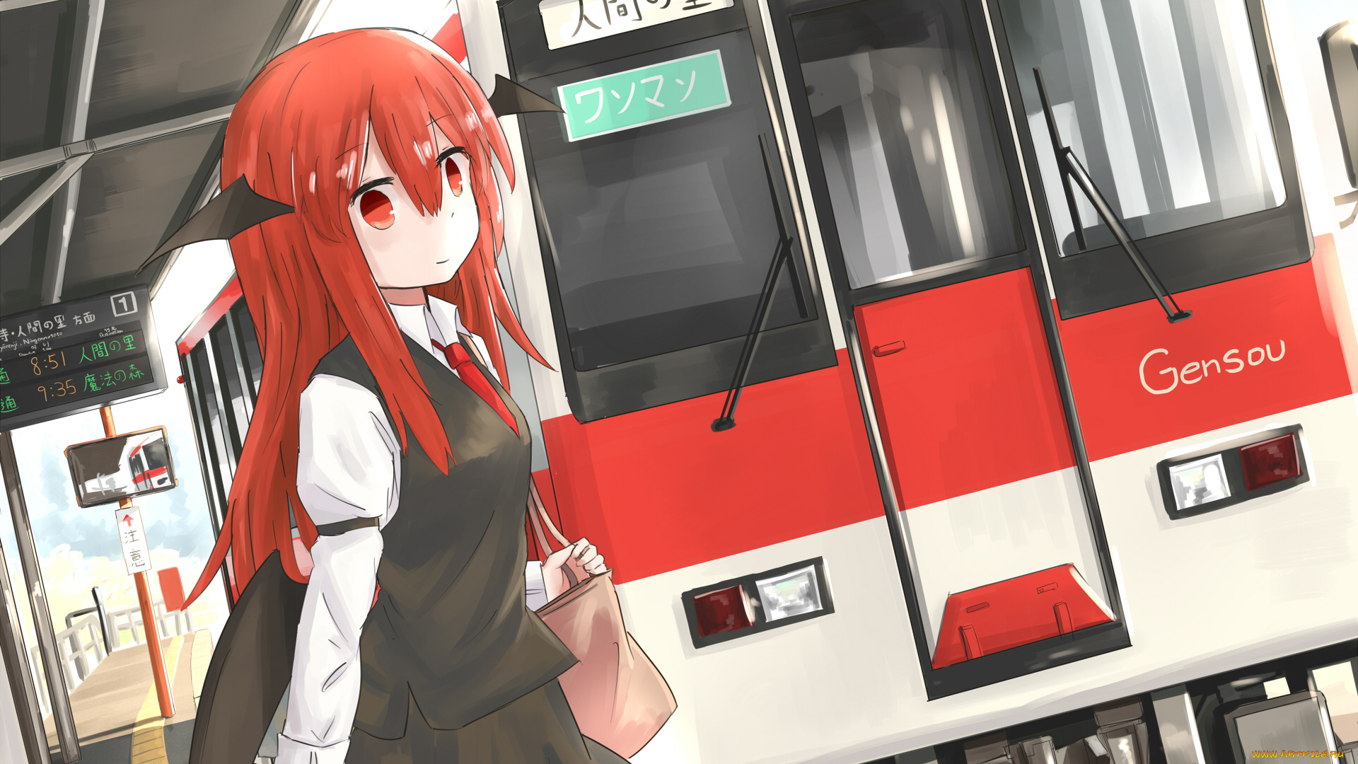 аниме, touhou, взгляд, девушка, фон