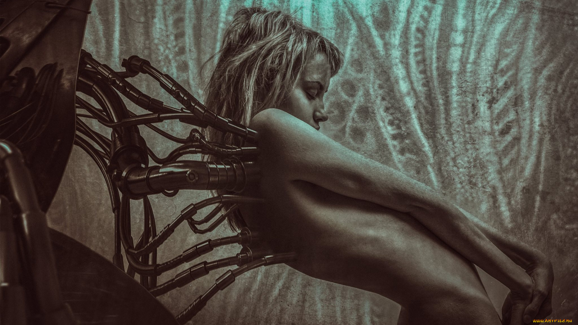 фэнтези, роботы, , киборги, , механизмы, киборг, перерождение, матрица, женщина, провода, будущее