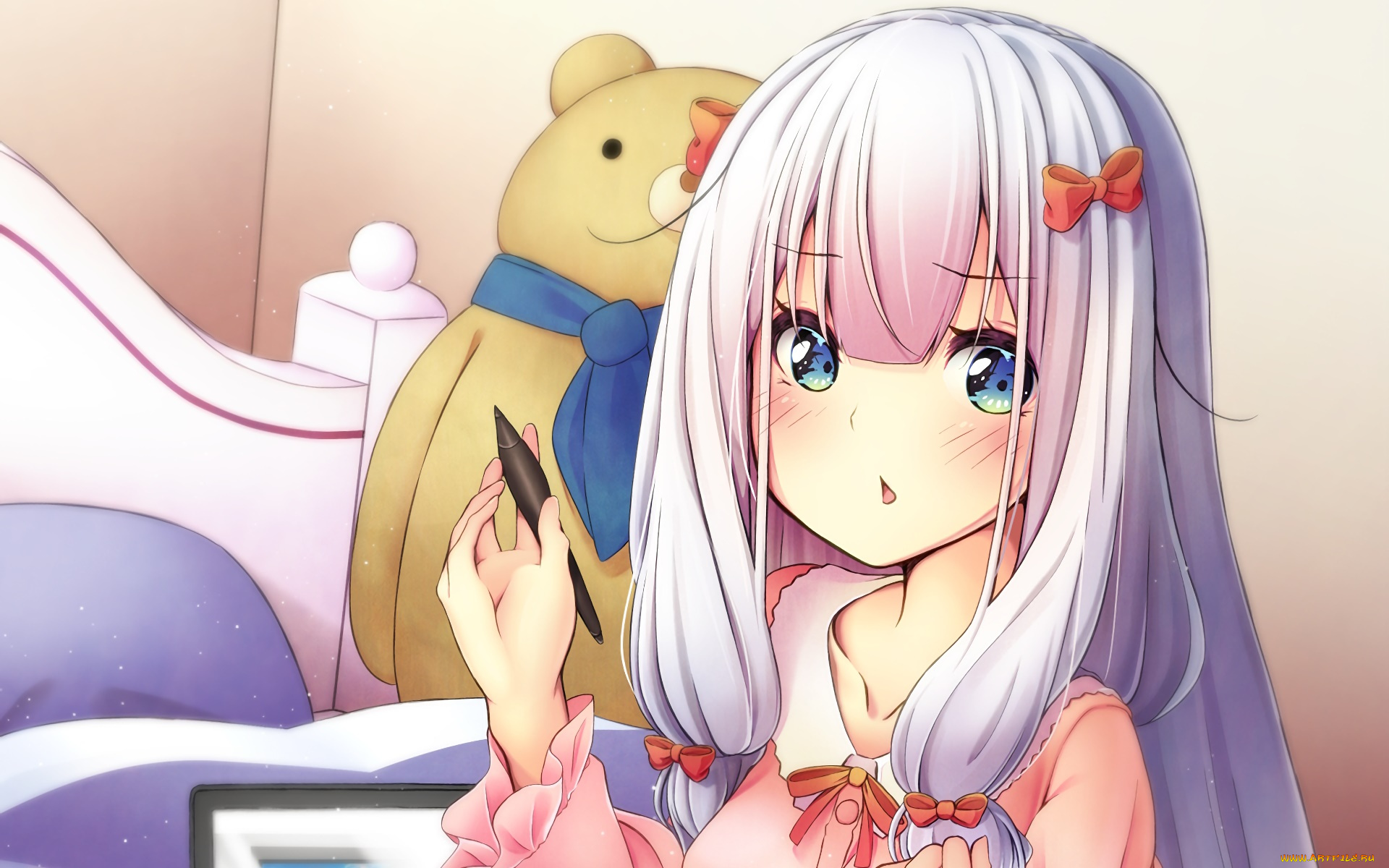 аниме, eromanga-sensei, фон, взгляд, девушка